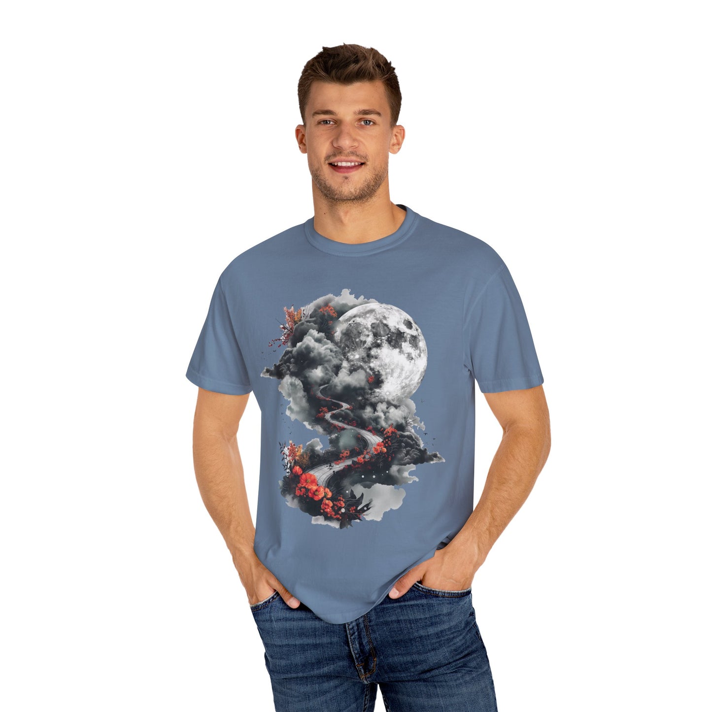 Artistic Moonlit T-Shirt - Soft Unisex Tee, Gift for Nature Lovers, Casual Wear, Boho Style, Handmade Gift