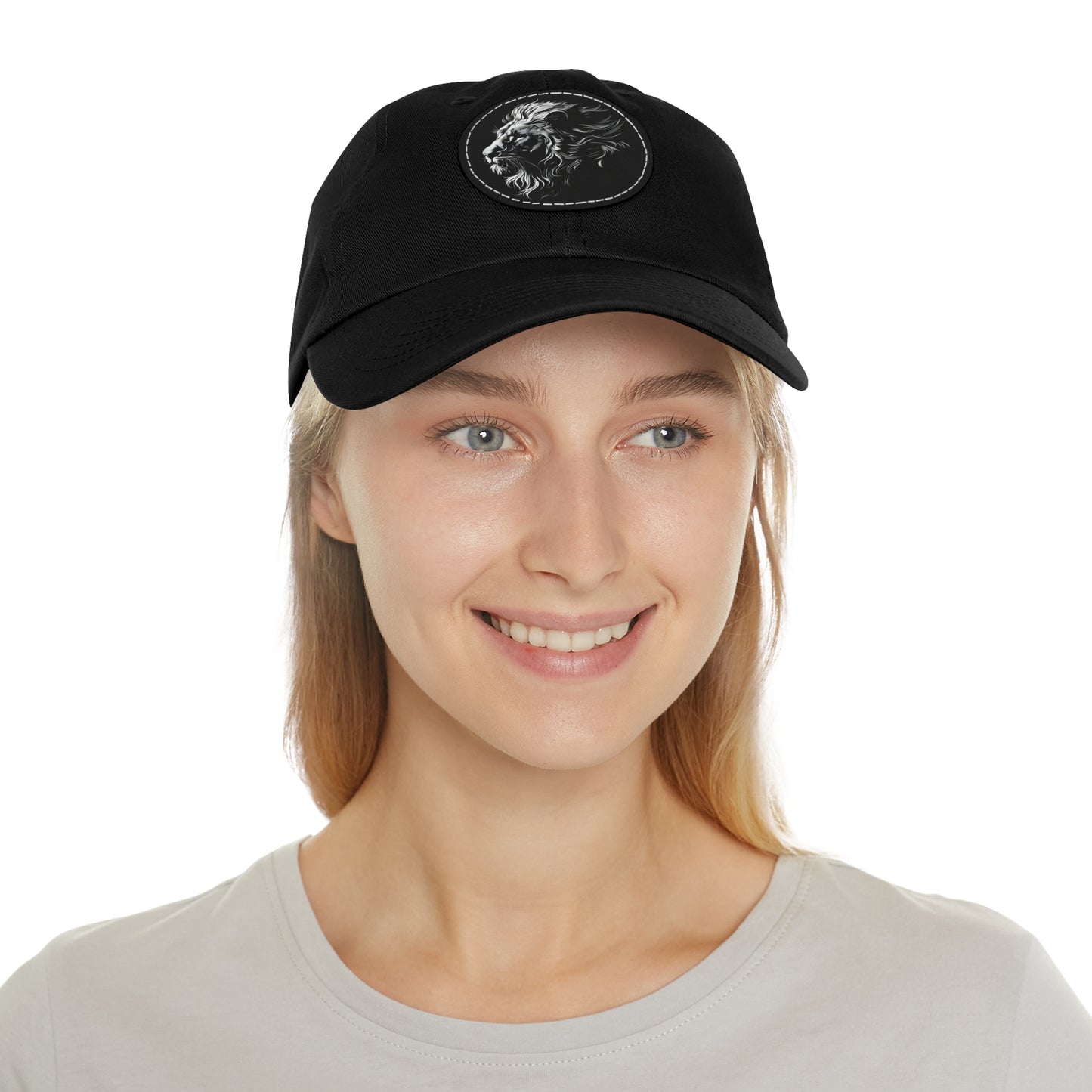 Dad Hat with Leather Patch and Lion Design – Stylish Casual Hat for Animal Lovers