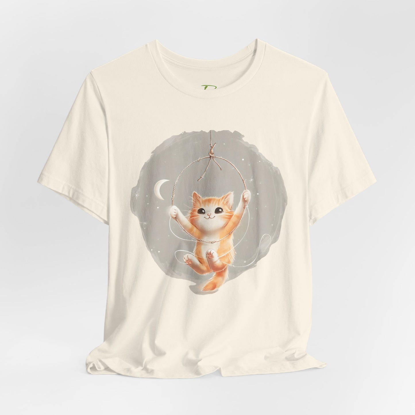 Cute Smiling Cat Cartoon T-shirt - Lightweight Fabric Tee