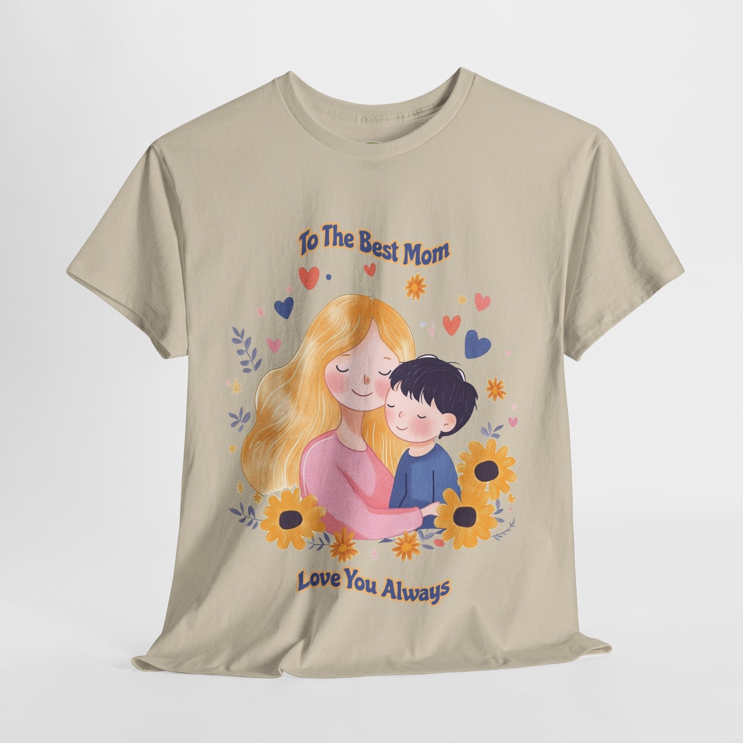 Mother & Child Love Heavy Cotton Tee - Floral Design T-Shirt - Mother's day Gift - Birthday Gift for Mom