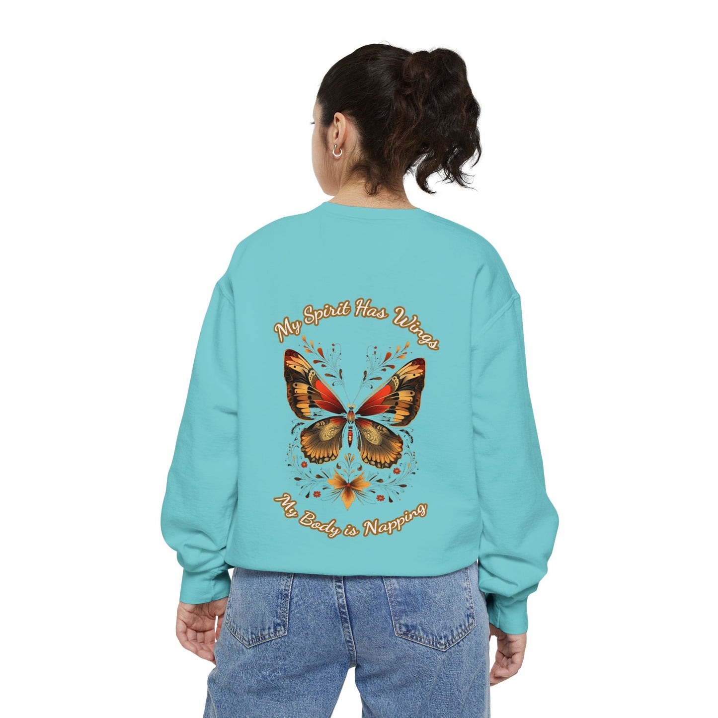 Butterfly Design Unisex Garment-Dyed Sweatshirt - Butterfly Sweatshirt