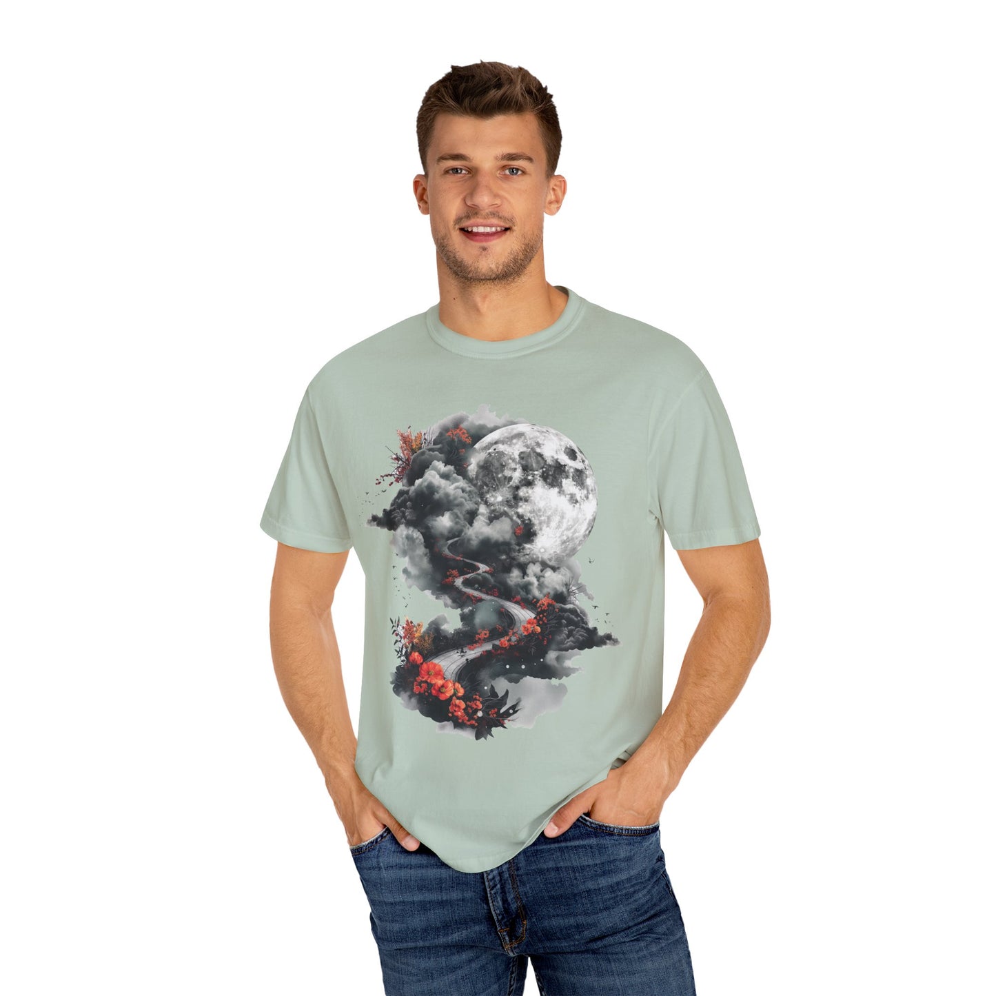 Artistic Moonlit T-Shirt - Soft Unisex Tee, Gift for Nature Lovers, Casual Wear, Boho Style, Handmade Gift