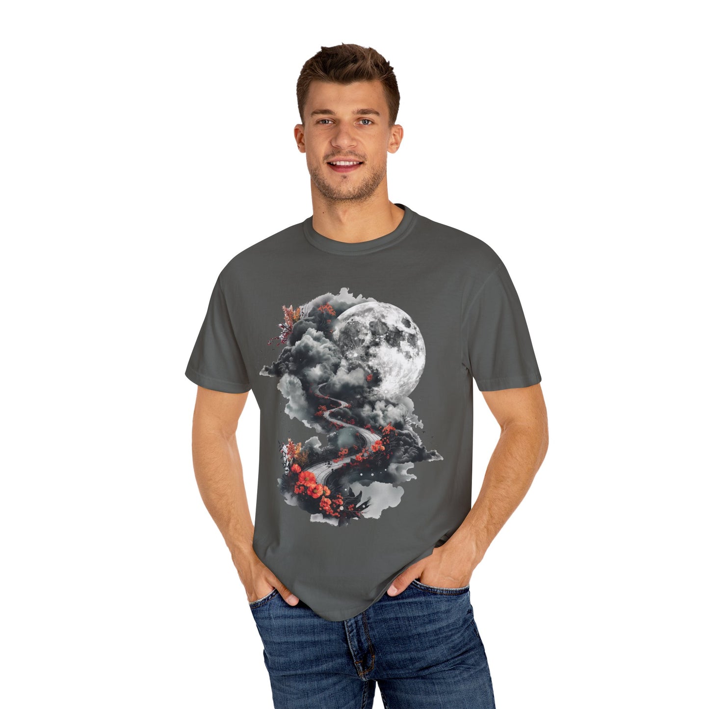 Artistic Moonlit T-Shirt - Soft Unisex Tee, Gift for Nature Lovers, Casual Wear, Boho Style, Handmade Gift