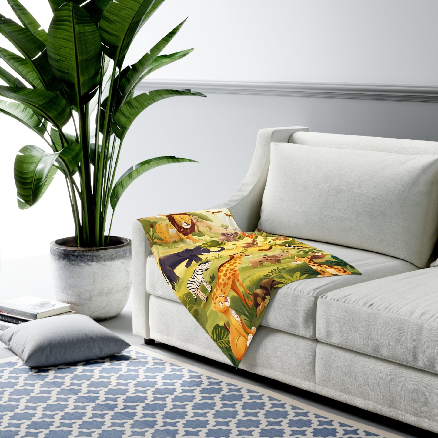 Baby Swaddle Blanket with Cute African Savannah Animals Design