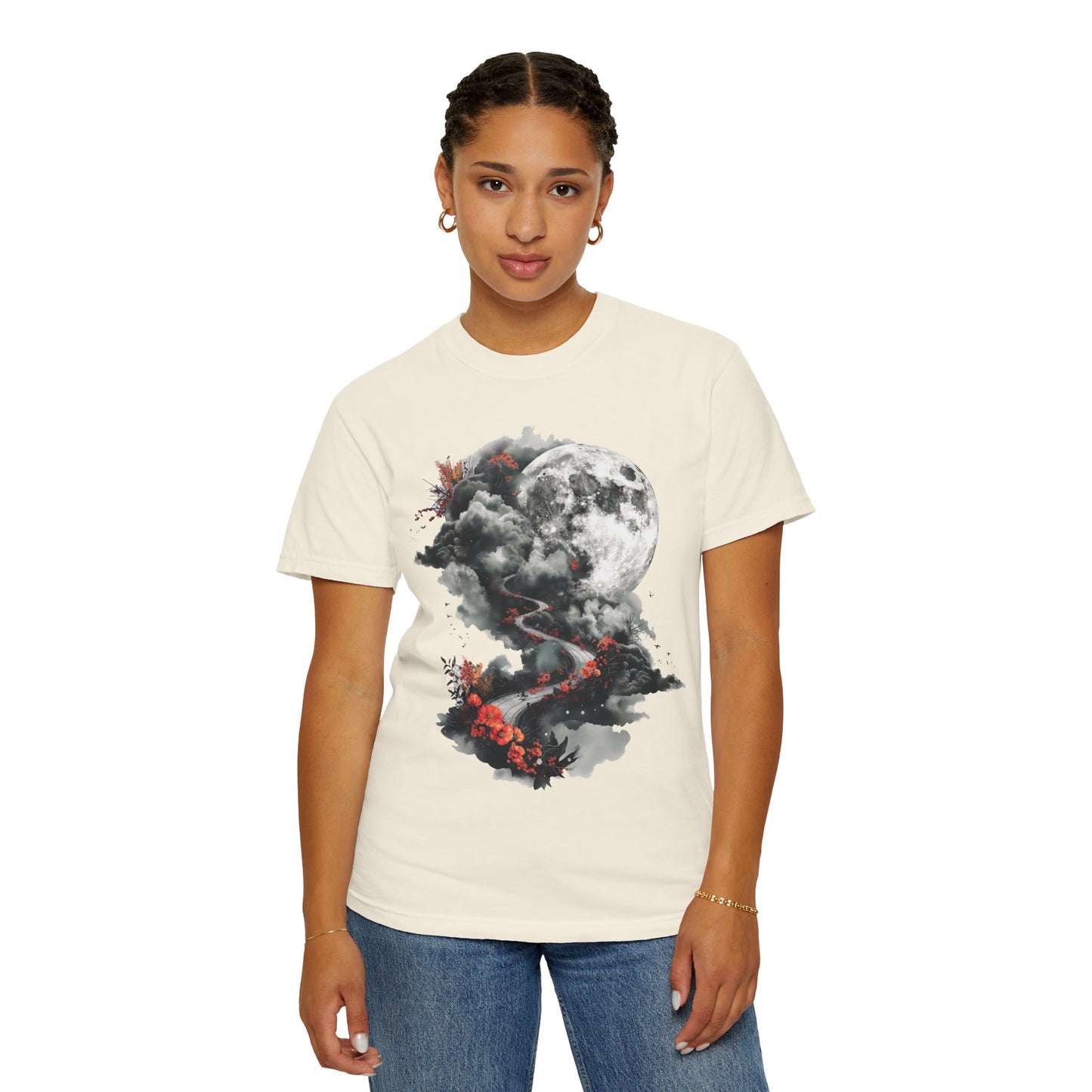 Artistic Moonlit T-Shirt - Soft Unisex Tee, Gift for Nature Lovers, Casual Wear, Boho Style, Handmade Gift