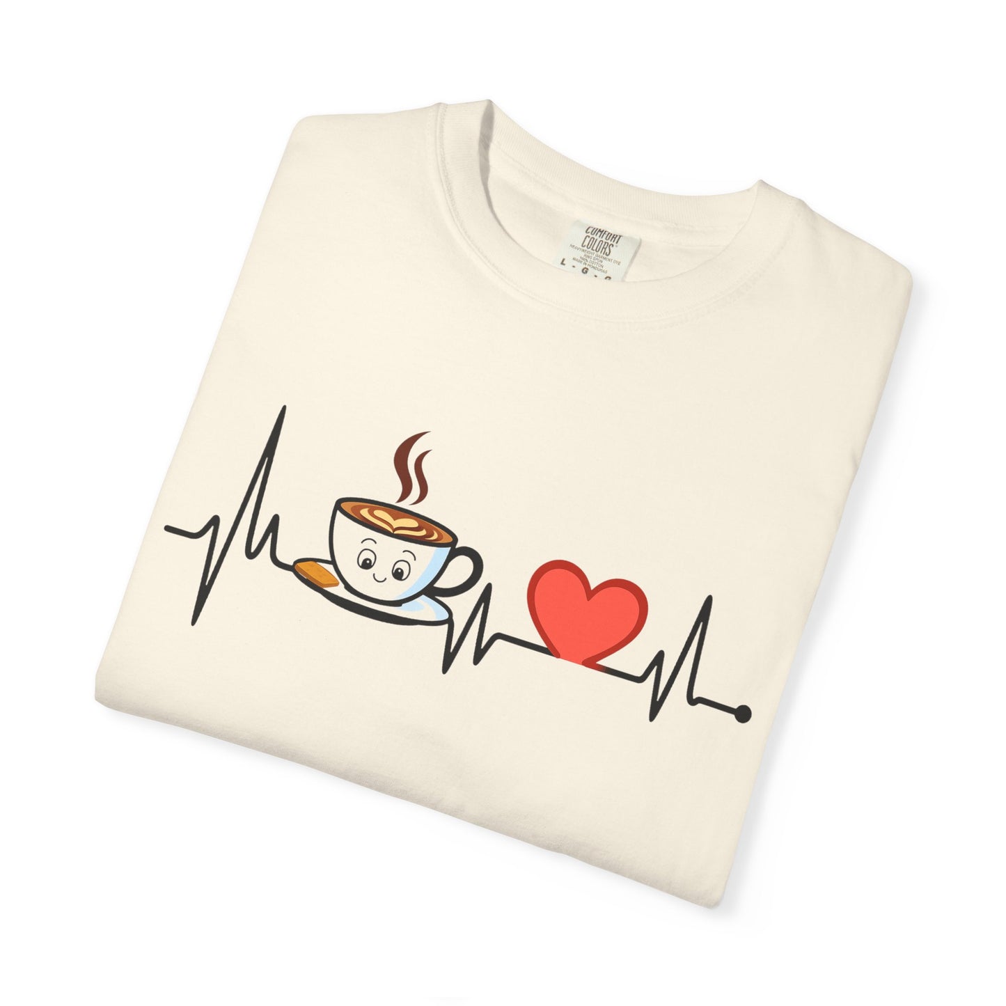 Cute Coffee Heartbeat T-Shirt, Unisex Tee for Coffee Lovers, Gift for Baristas, Casual Wear, Perfect for Birthdays and Holidays
