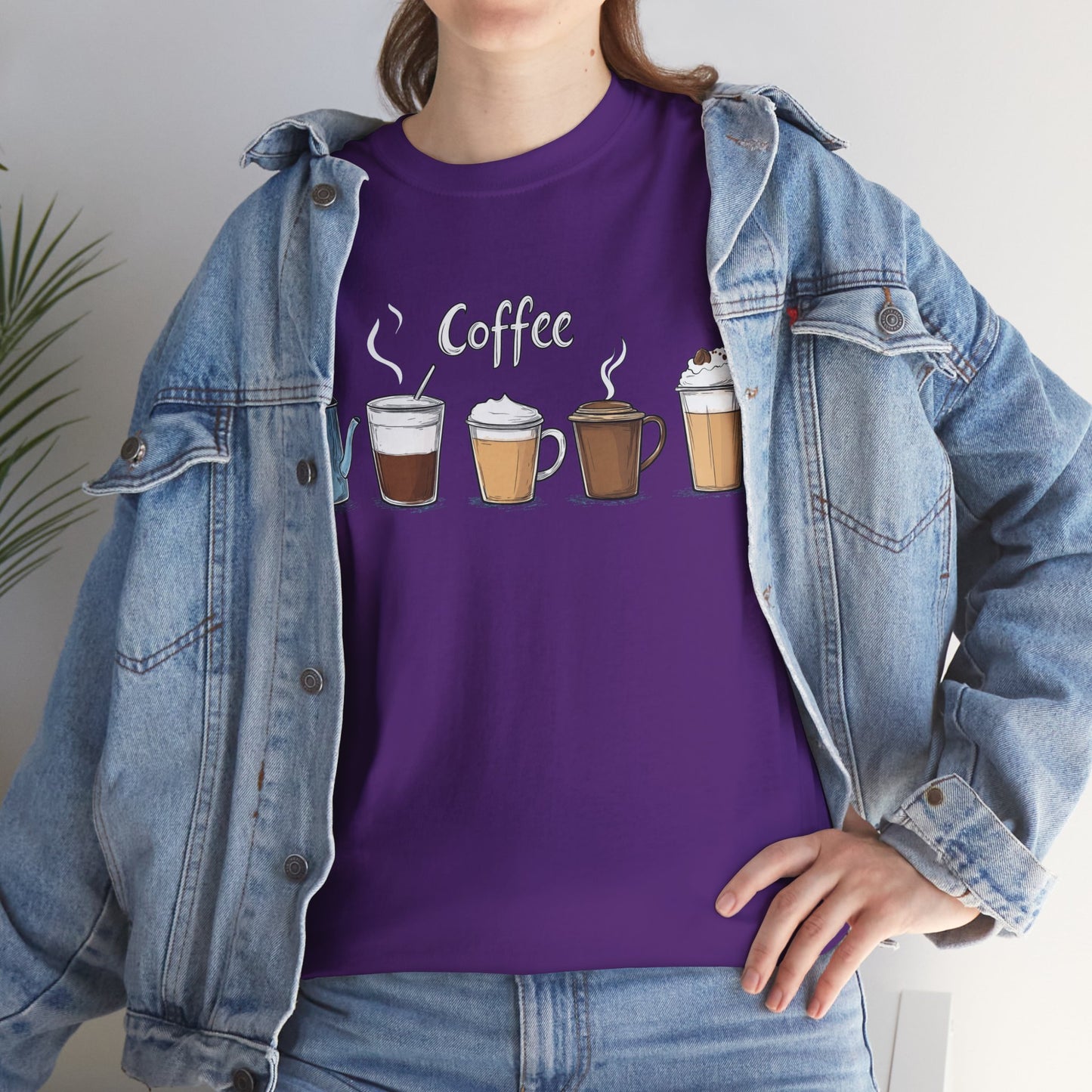 Coffee Cup Pattern Unisex Heavy Cotton Tee - Brewed Patterns Unisex Heavy Cotton Tee