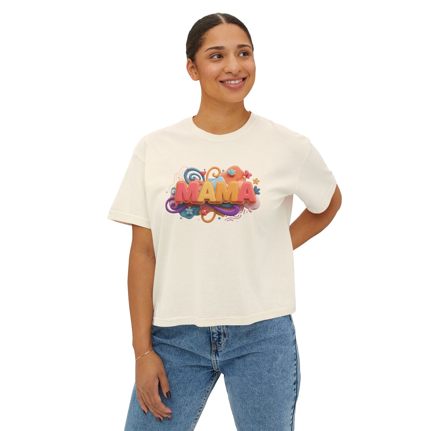 Mama Boxy Tee – Casual Women's T-Shirt for Moms - Women's Boxy Tee