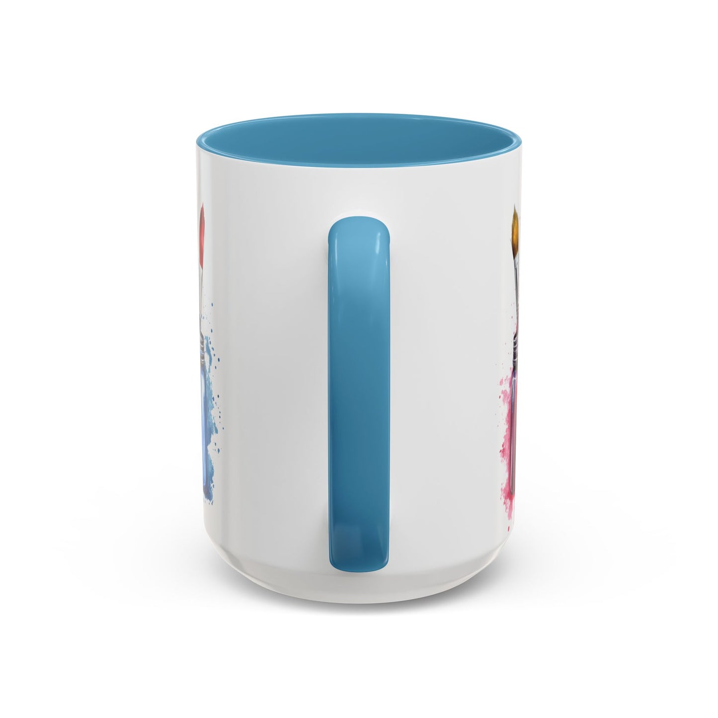Paint Brushes Design Tea Cup - Accent Watercolor Coffee Mug, (11, 15oz)