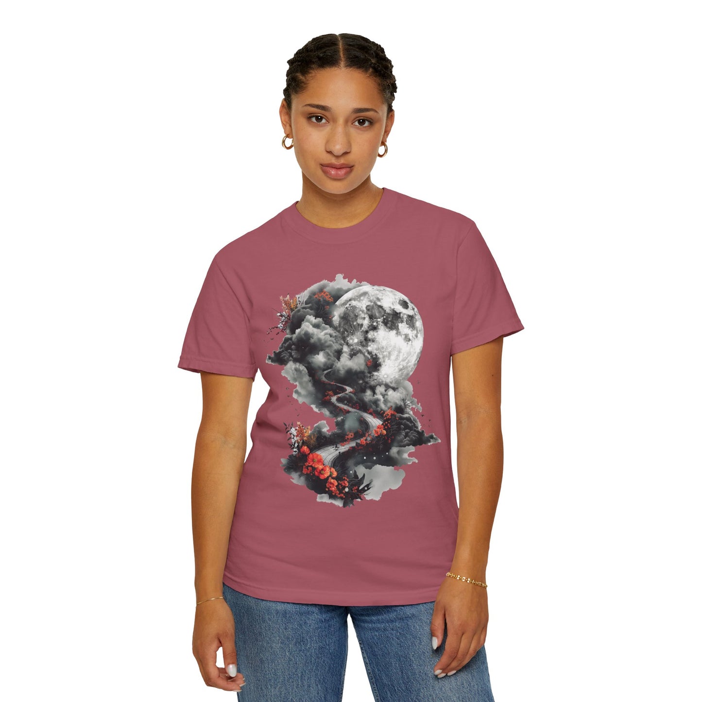 Artistic Moonlit T-Shirt - Soft Unisex Tee, Gift for Nature Lovers, Casual Wear, Boho Style, Handmade Gift