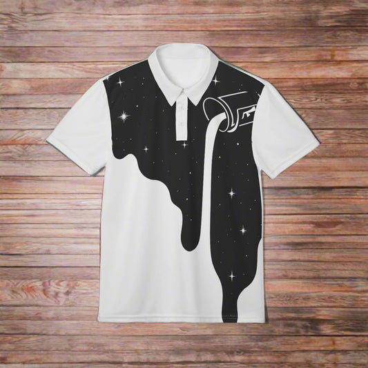Cosmic Drip Men's Polo Shirt - Stylish Space-Themed Apparel for Casual Days