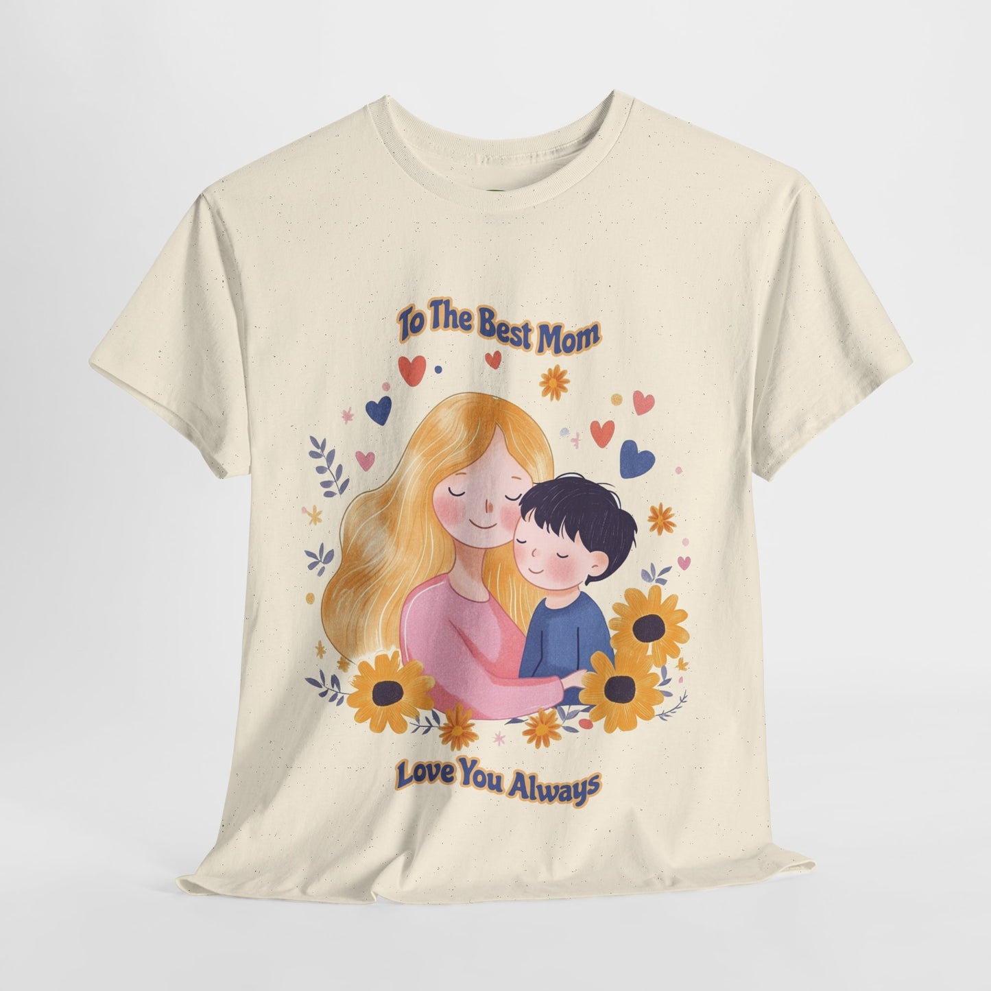 Mother & Child Love Heavy Cotton Tee - Floral Design T-Shirt - Mother's day Gift - Birthday Gift for Mom
