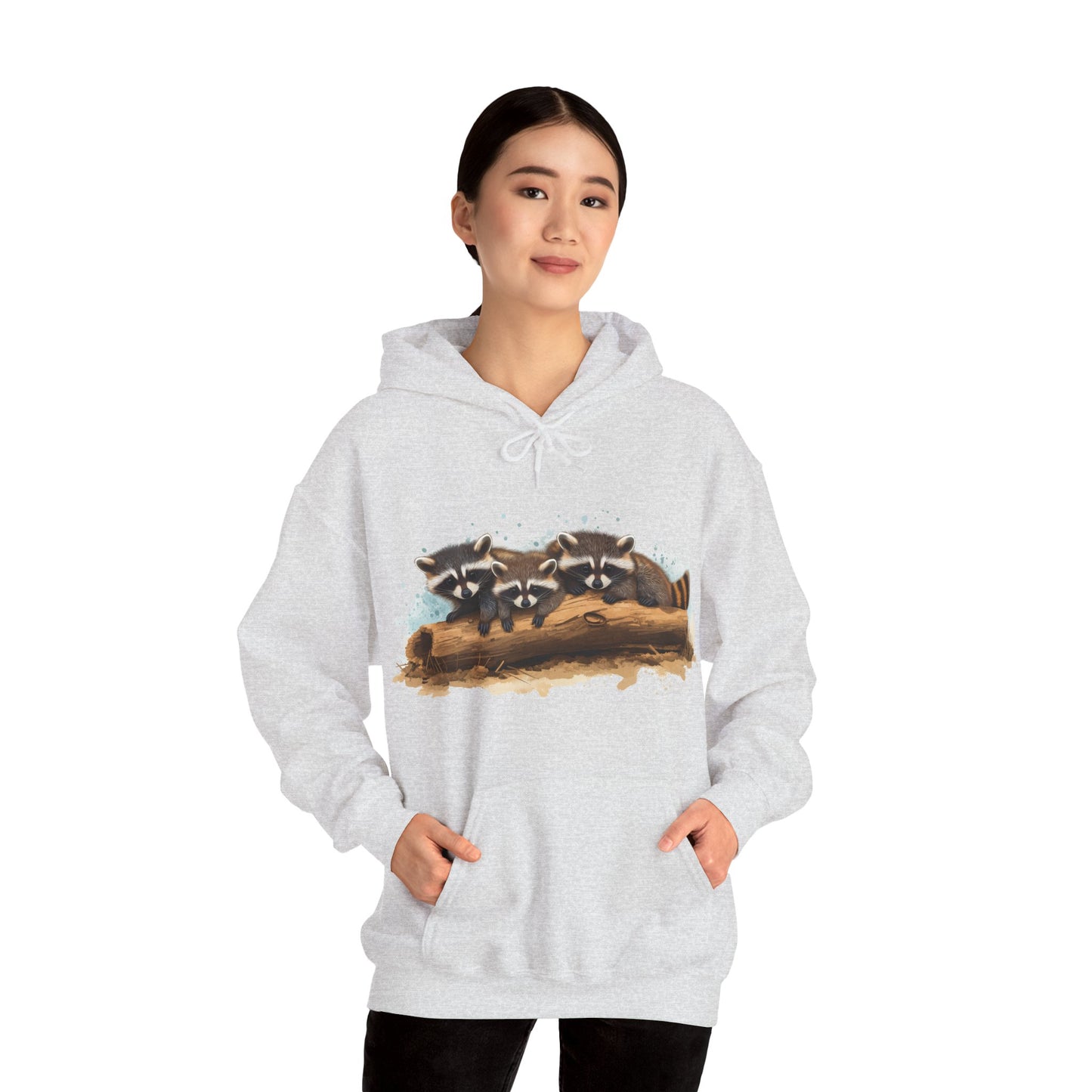 Cozy Raccoon Hooded Sweatshirt - Unisex Heavy Blend™- Raccoon in hoodie - Raccoon Hoodie with ears