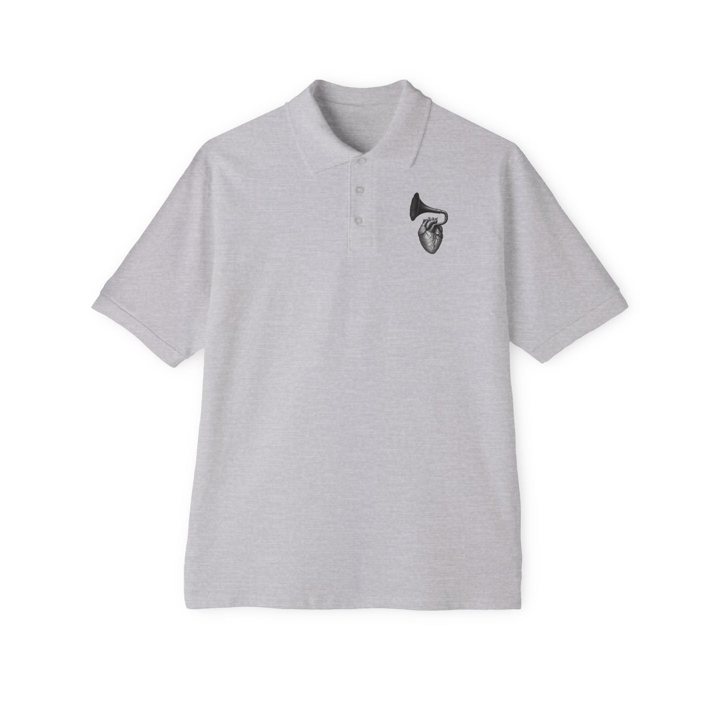 Men's Polo with Vintage Gramophone Design - Stylish Casual Wear
