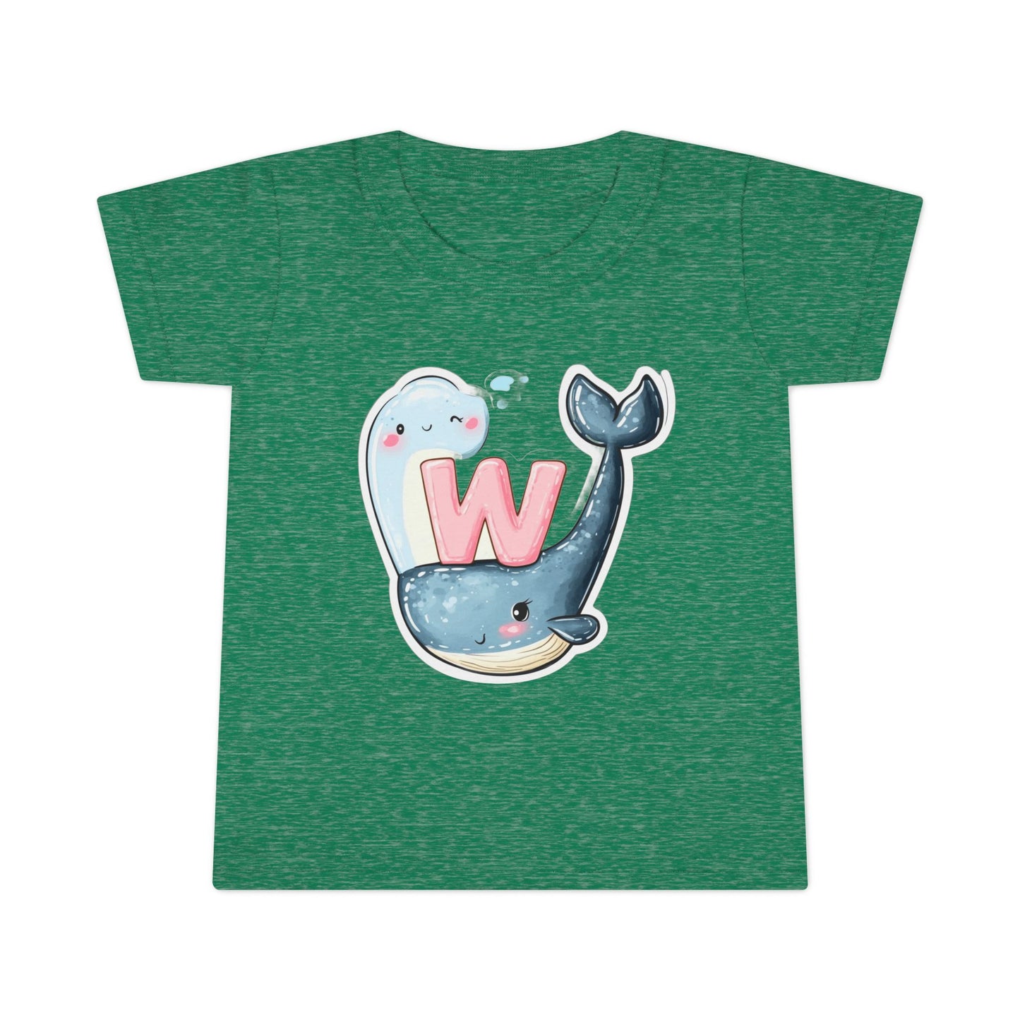 Cute Whale & Ghost Letter W Toddler T-Shirt – Fun Kids Apparel for Learning & Play