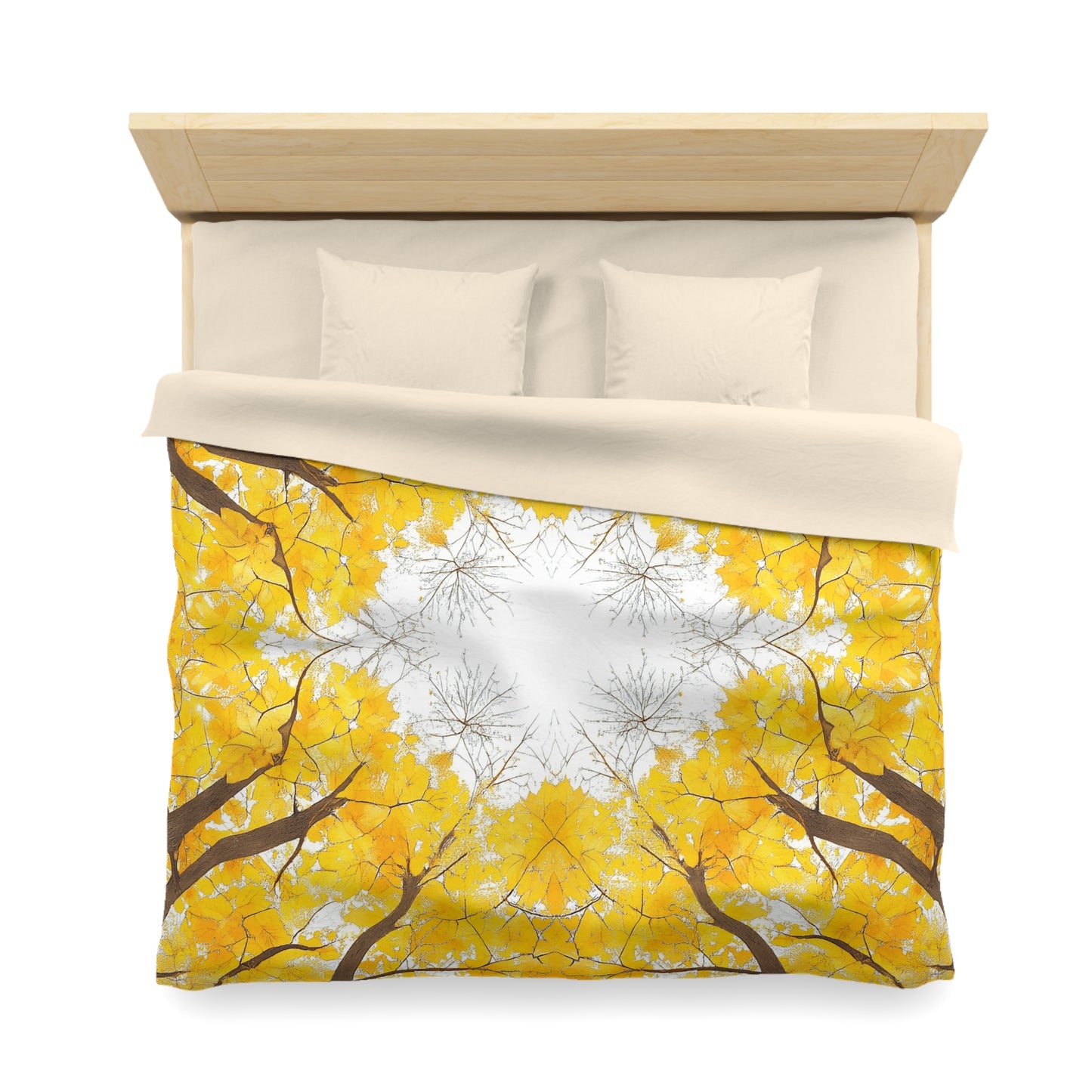 Microfiber Duvet Cover with Yellow Maple Leaves design