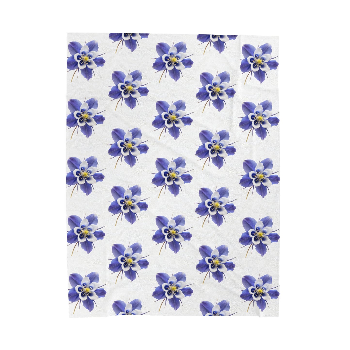 Velveteen Plush Blanket with Colorful Aquilegias Flower Design