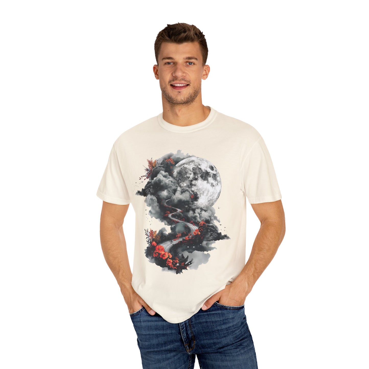 Artistic Moonlit T-Shirt - Soft Unisex Tee, Gift for Nature Lovers, Casual Wear, Boho Style, Handmade Gift