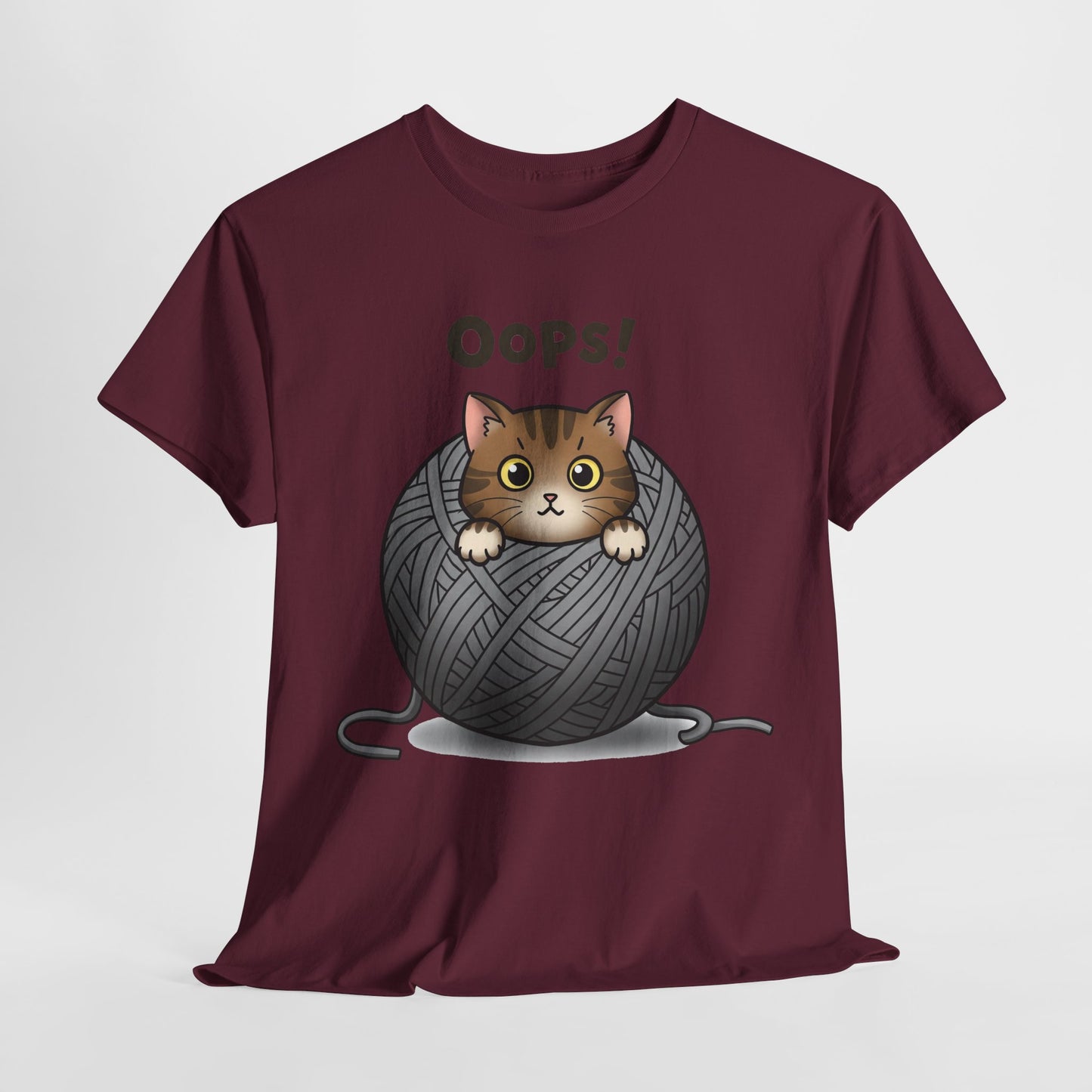Cotton Tee with Cute Cat Design - 'Oops!' Humor for Cat Lovers