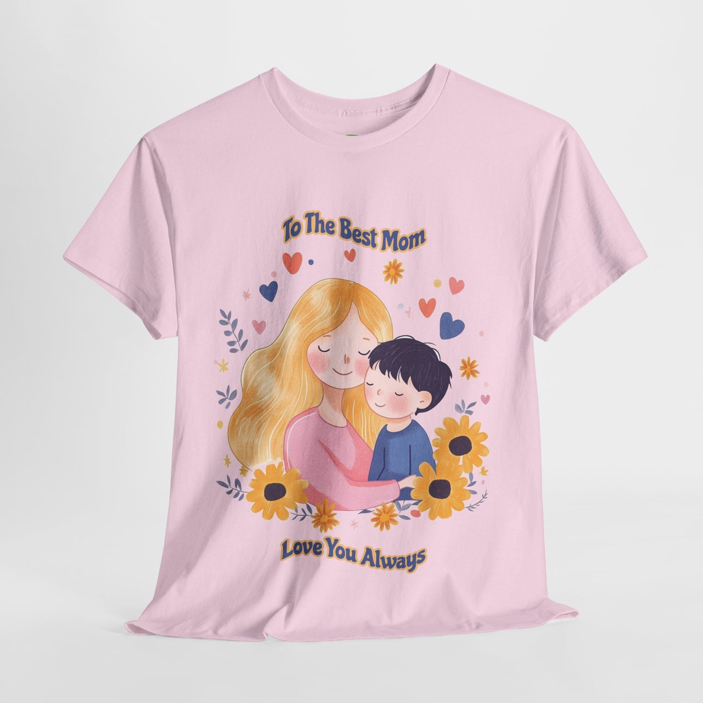 Mother & Child Love Heavy Cotton Tee - Floral Design T-Shirt - Mother's day Gift - Birthday Gift for Mom