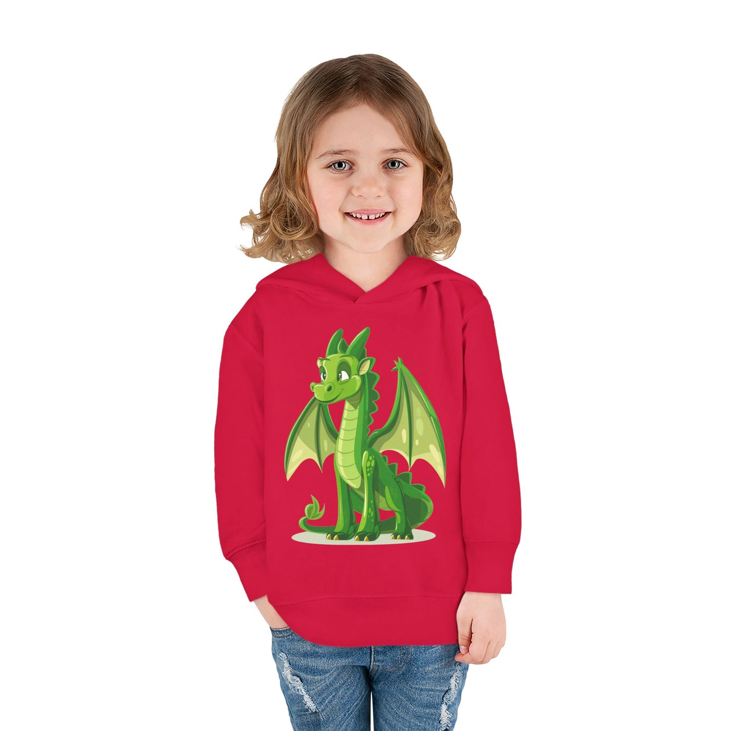 Toddler Pullover Fleece Hoodie - Cute Cartoon Dragon Design Hoodie