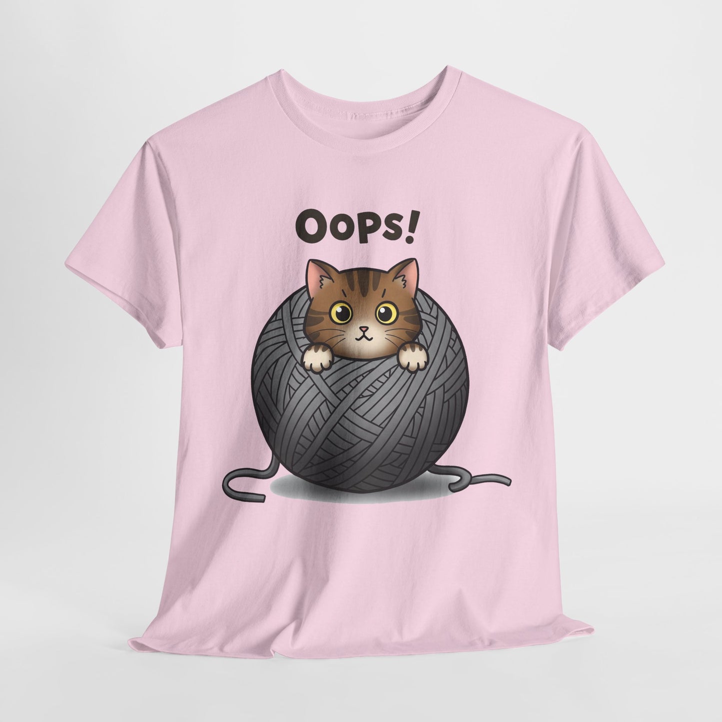 Cotton Tee with Cute Cat Design - 'Oops!' Humor for Cat Lovers