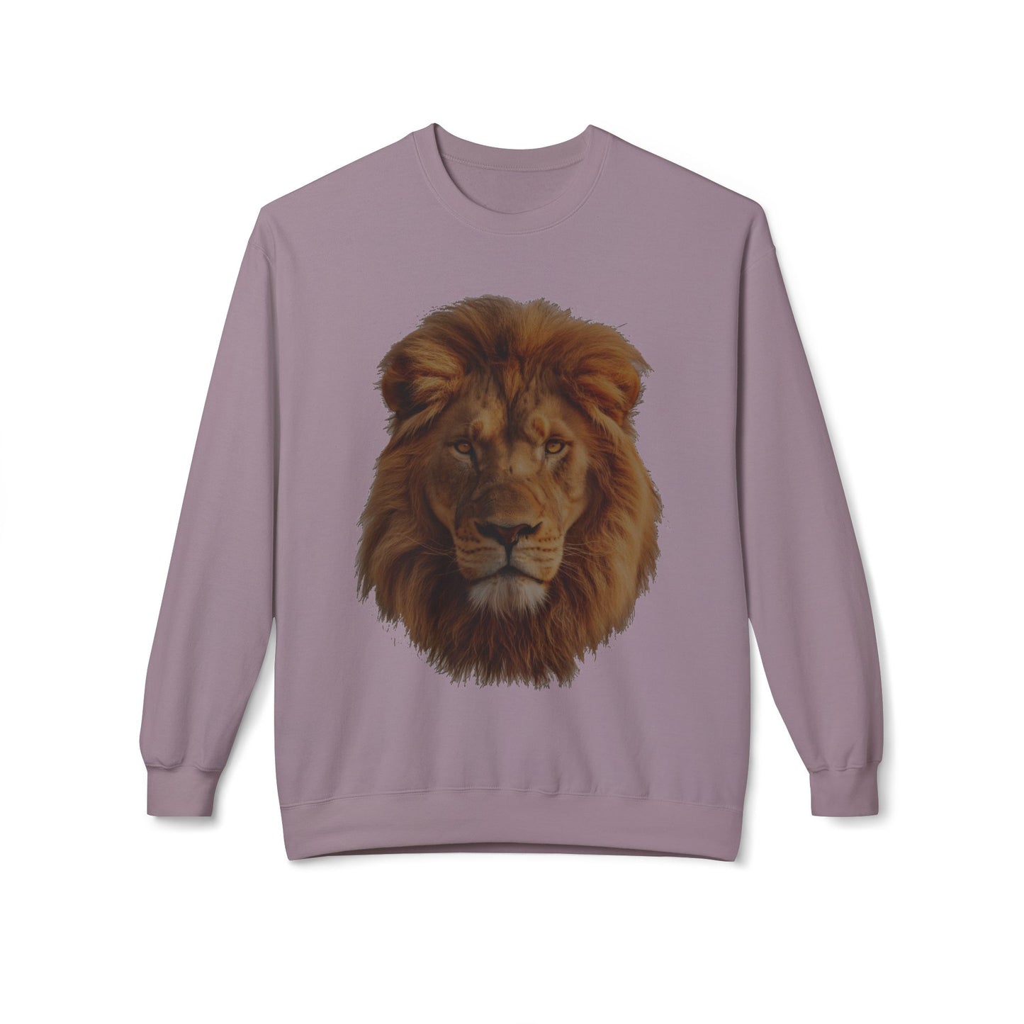 Unisex Midweight Soft style Fleece Crewneck Sweatshirt - Majestic Lion Design Sweatshirt