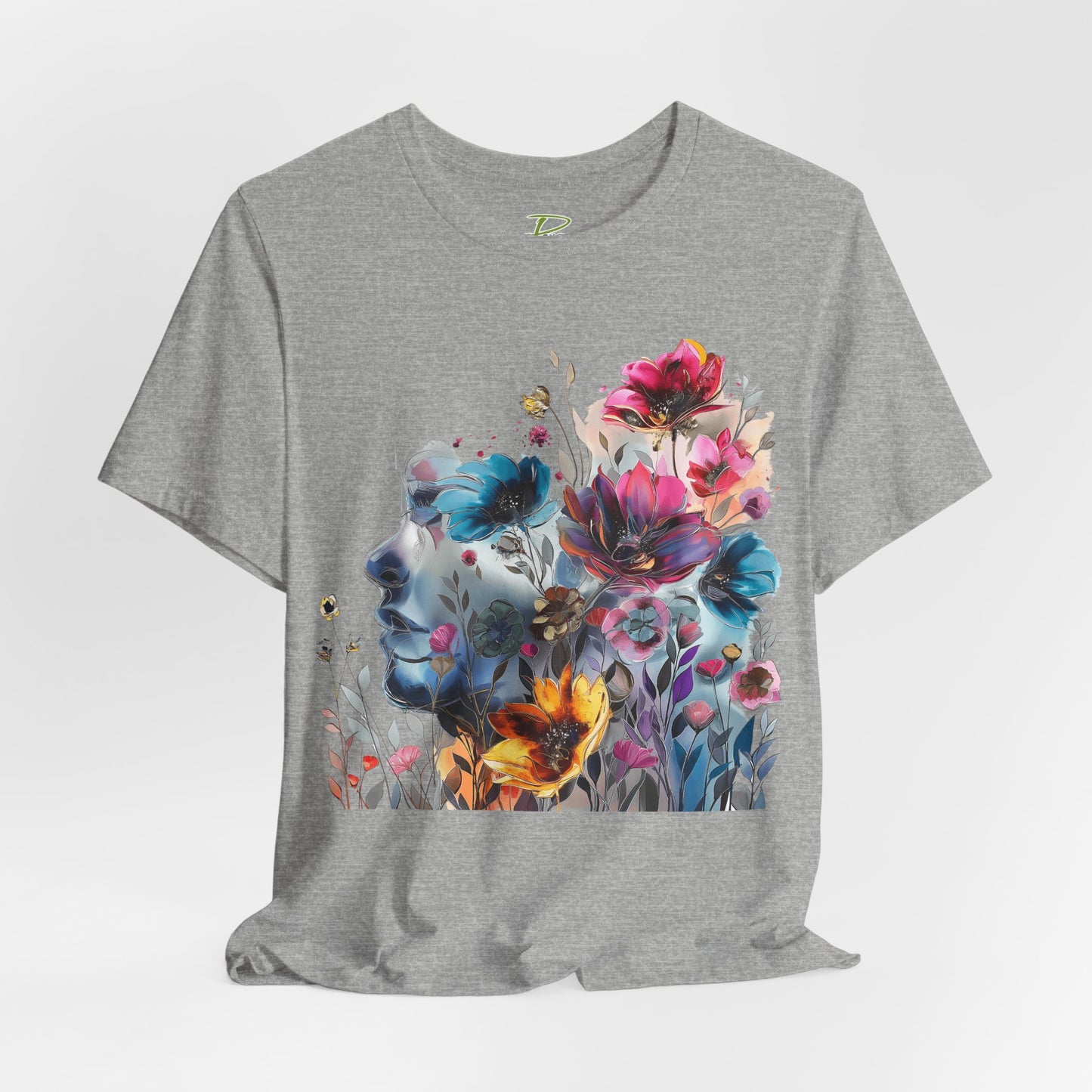 Floral Watercolor T-shirt for Women - Vibrant Artistic Tee - Lightweight Fabric Tee