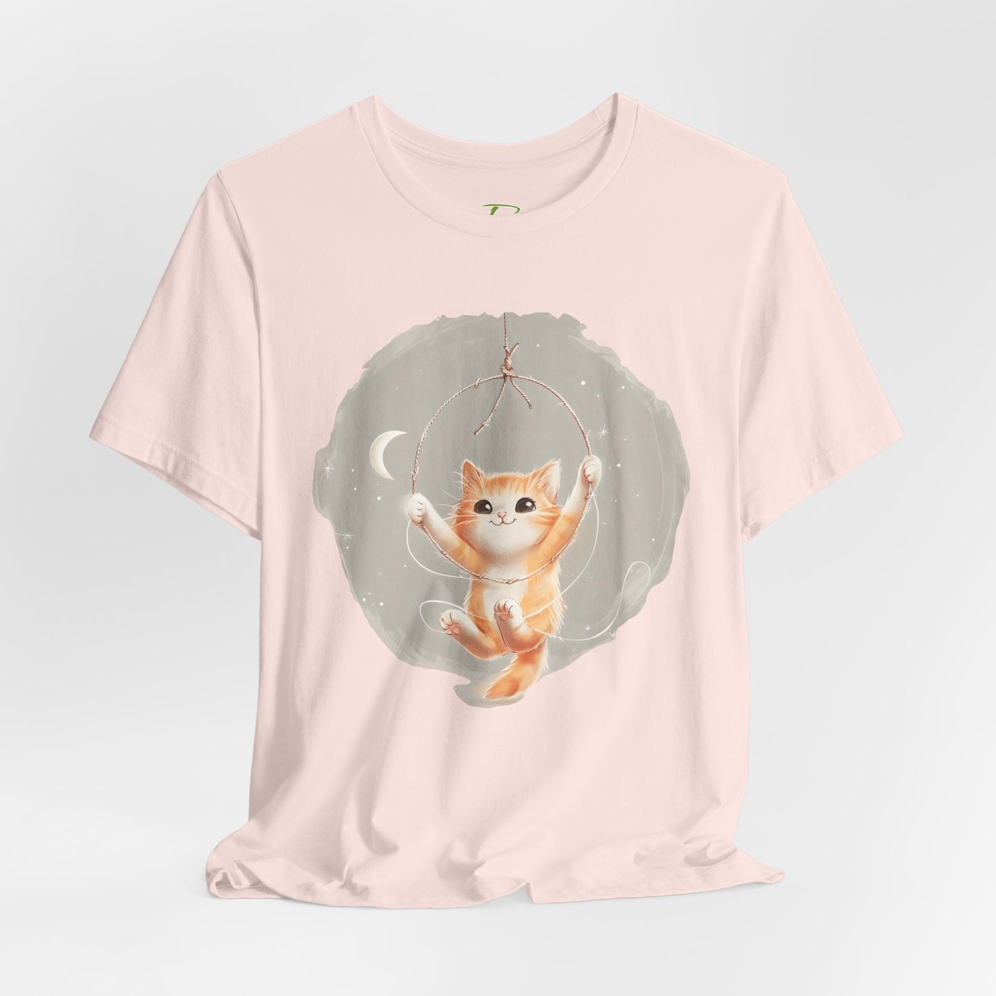 Cute Smiling Cat Cartoon T-shirt - Lightweight Fabric Tee
