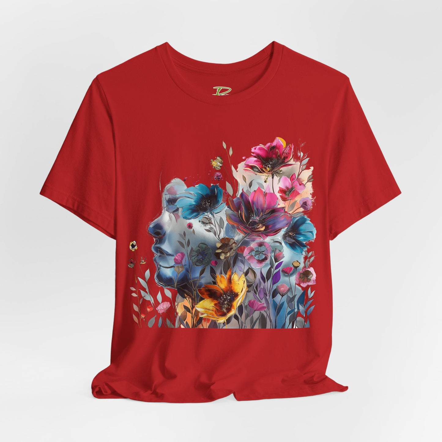 Floral Watercolor T-shirt for Women - Vibrant Artistic Tee - Lightweight Fabric Tee