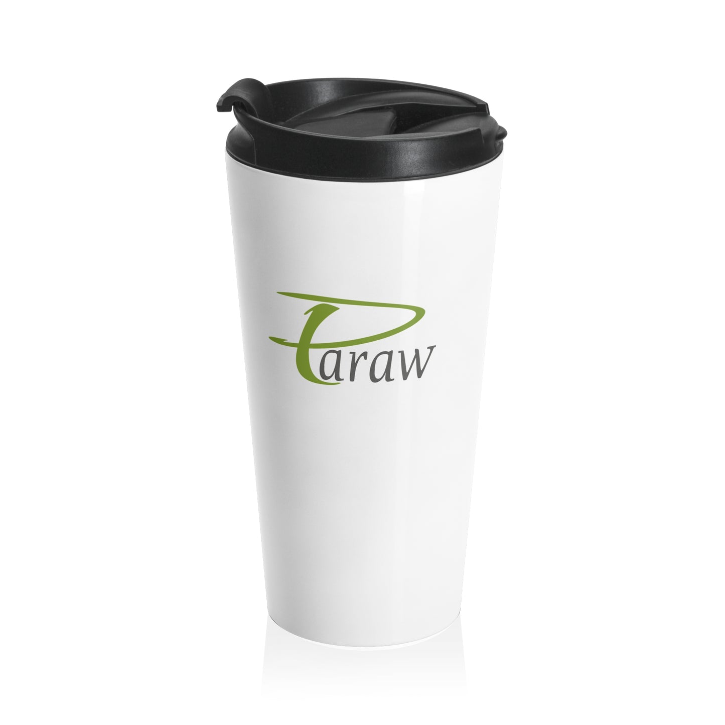 White Stainless Steel Travel Mug - "Paraw" Text Design, 15oz Travel Mug