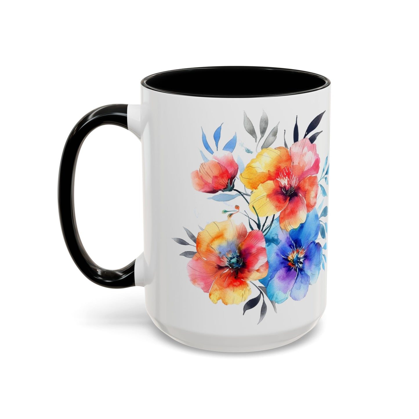 Oil colored Wildflowers Accent Coffee Mug, (11oz, 15oz)