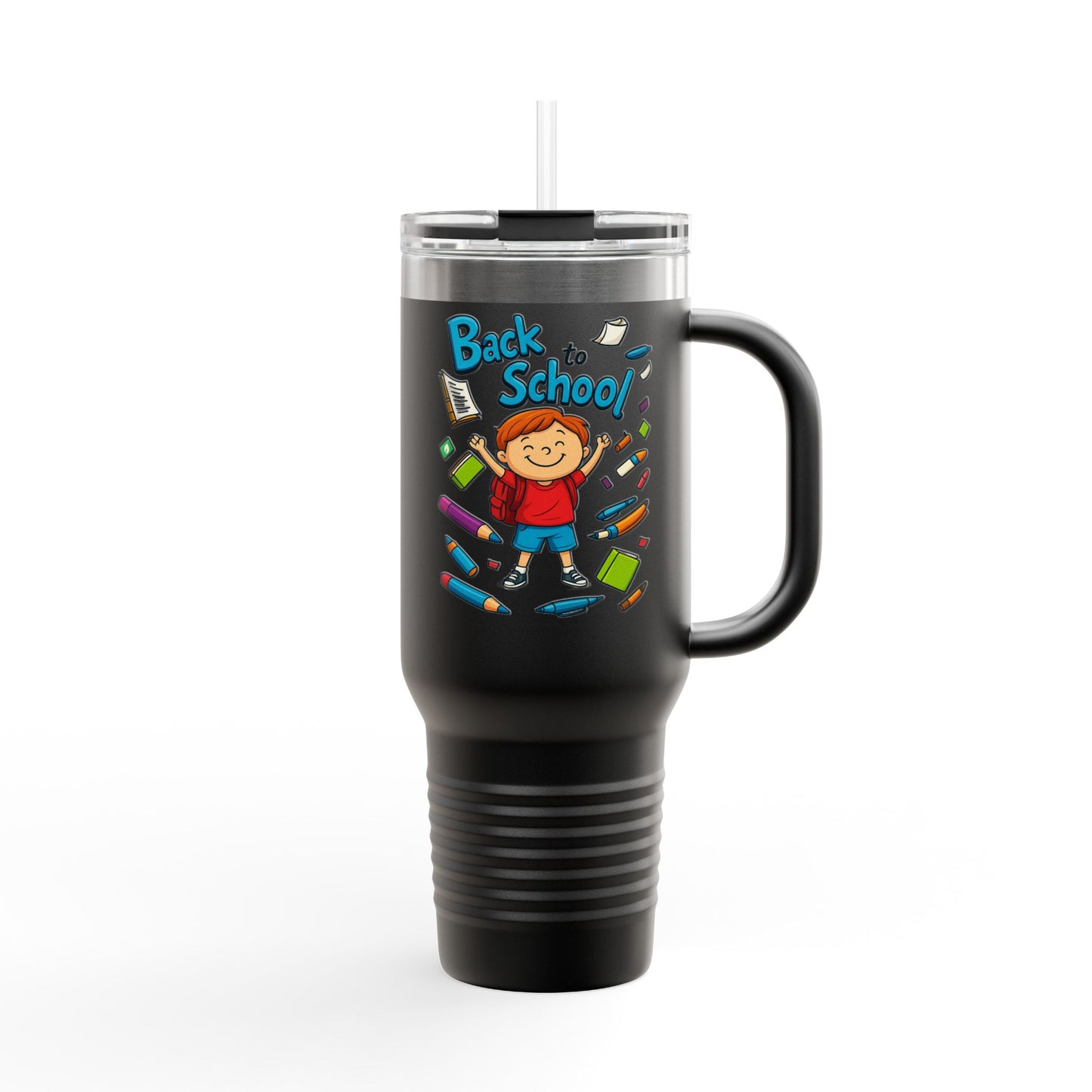 Back to School Insulated Travel Mug, 40oz - Colorful Design for Kids
