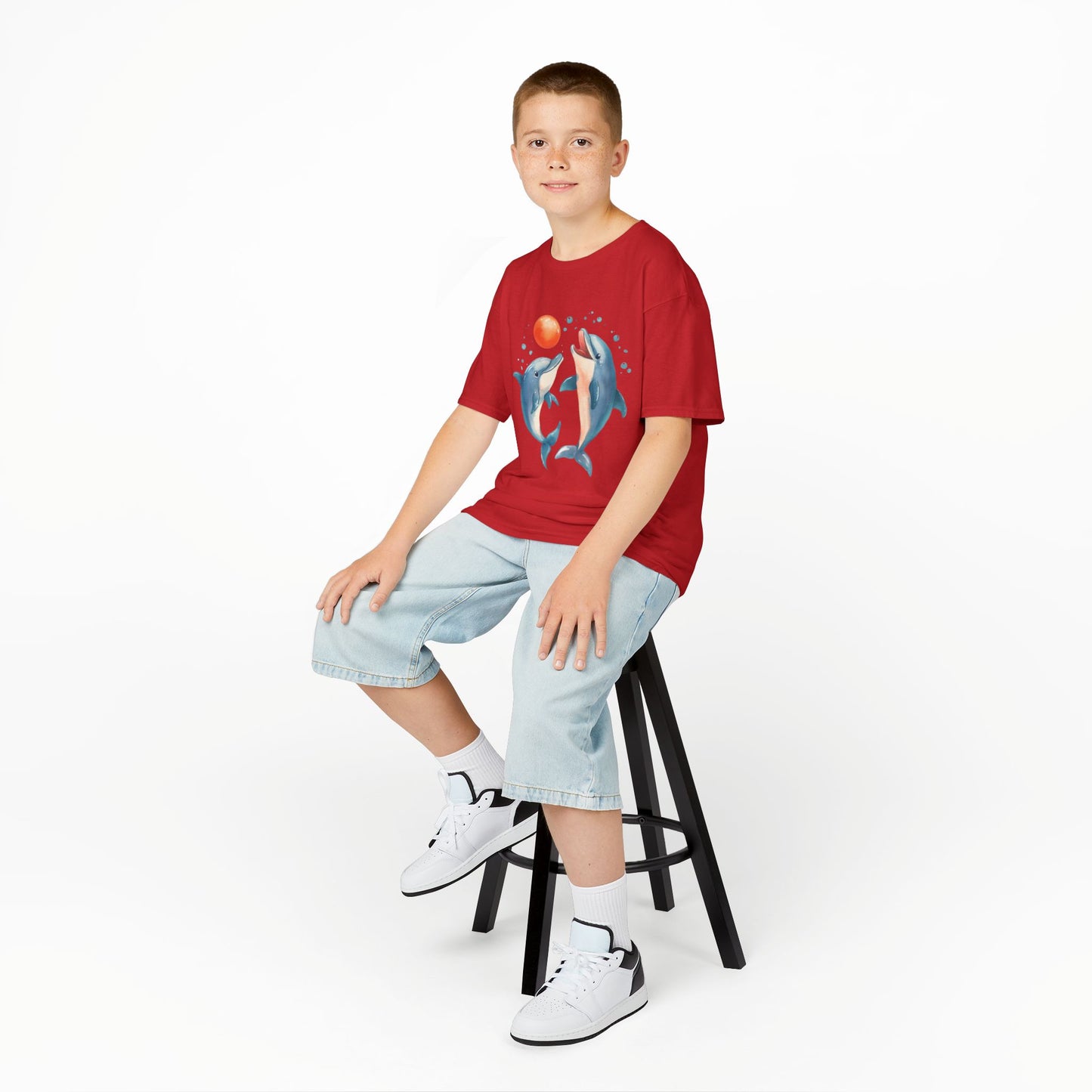 Playful Dolphins design Youth T-shirt- Unisex Youth Heavy Cotton™ Tee
