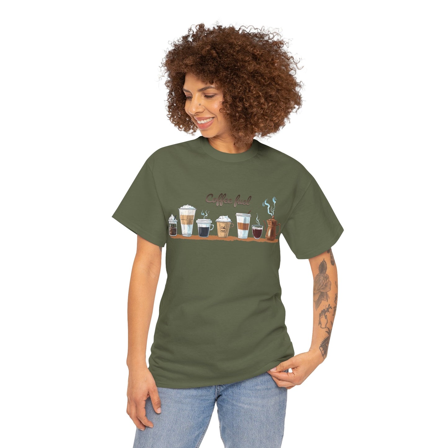 Coffee Cups T-shirt - Unisex Heavy Cotton Tee