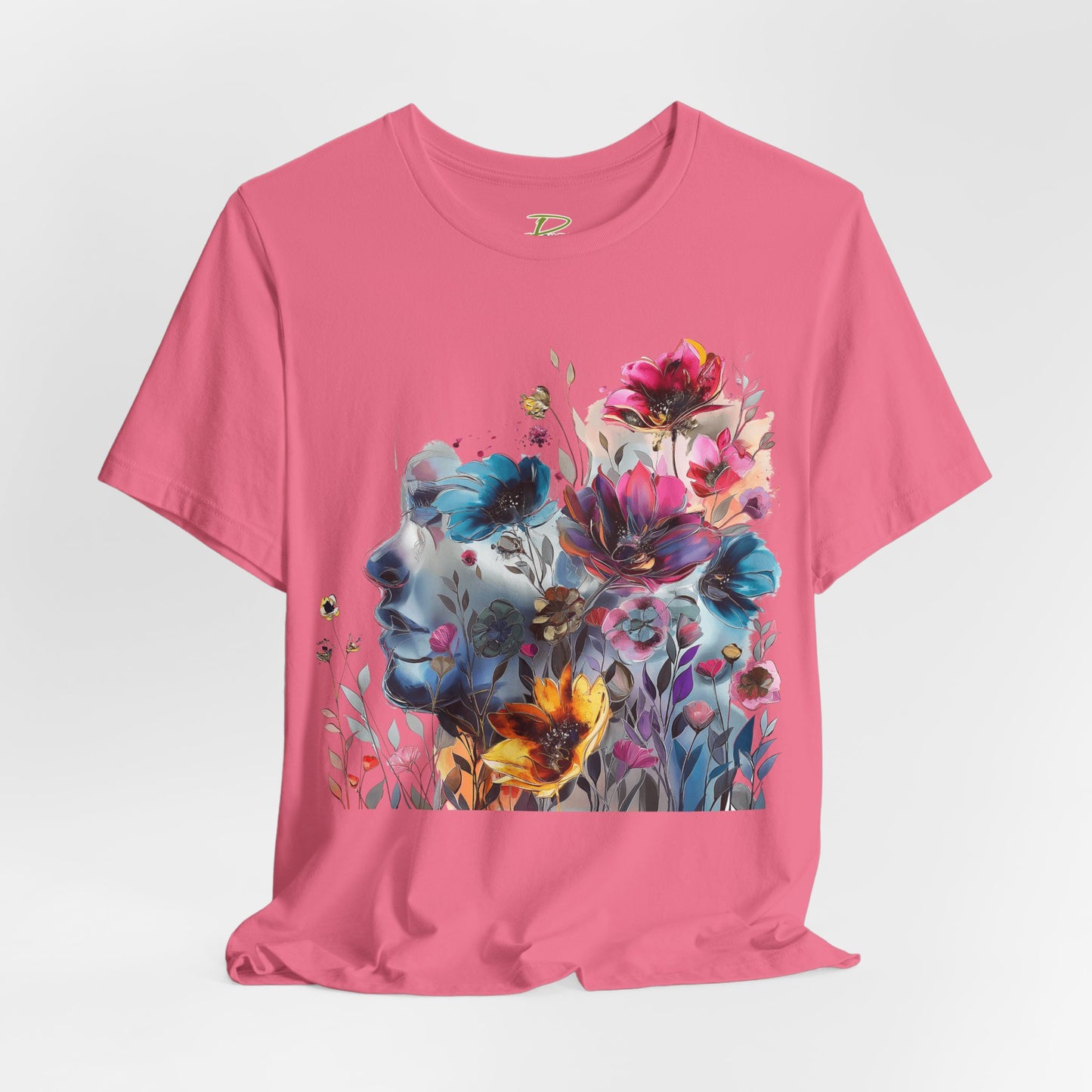 Floral Watercolor T-shirt for Women - Vibrant Artistic Tee - Lightweight Fabric Tee