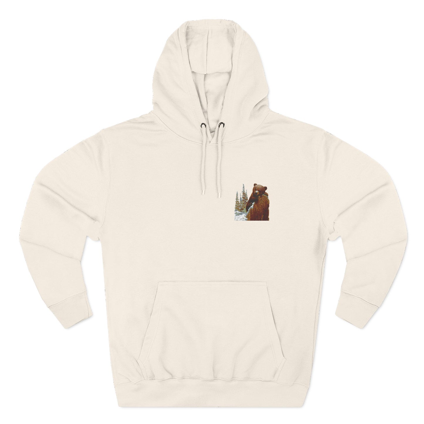 Three-Panel Fleece Hoodie with Bear Cub design - Winter Fleece Hoodie - Bear Cub Hoodie for Men and Women