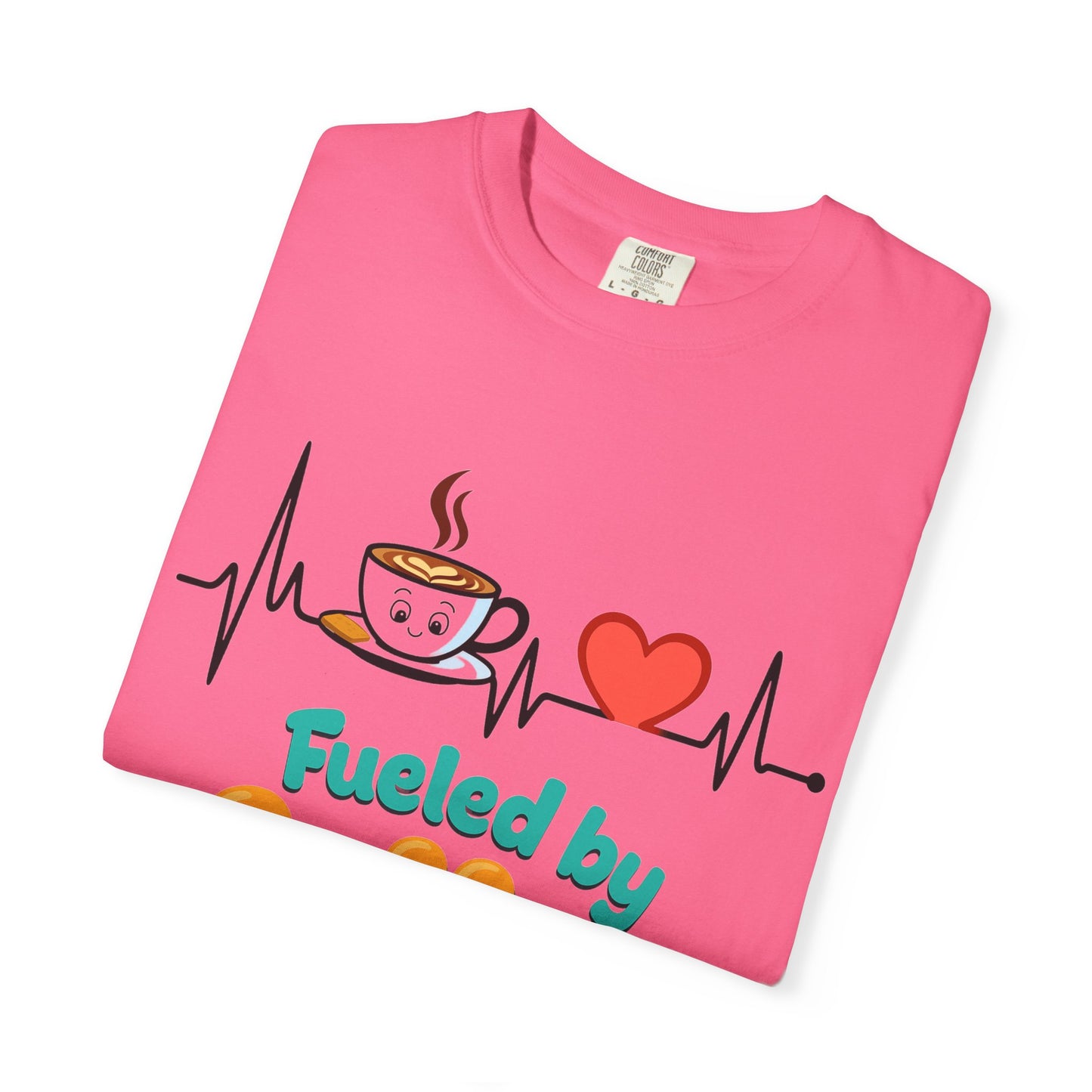 Fueled by Coffee & Love T-Shirt, Cute Coffee Lover Tee, Unisex Graphic Tee, Gift for Coffee Addicts, Casual Everyday Wear