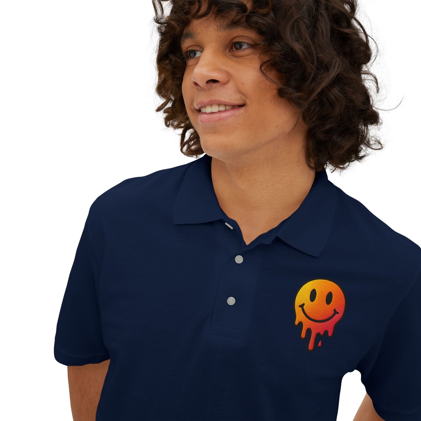 Smiley Face Men's Piqué Polo - Casual and Trendy Graphic Polo Shirt