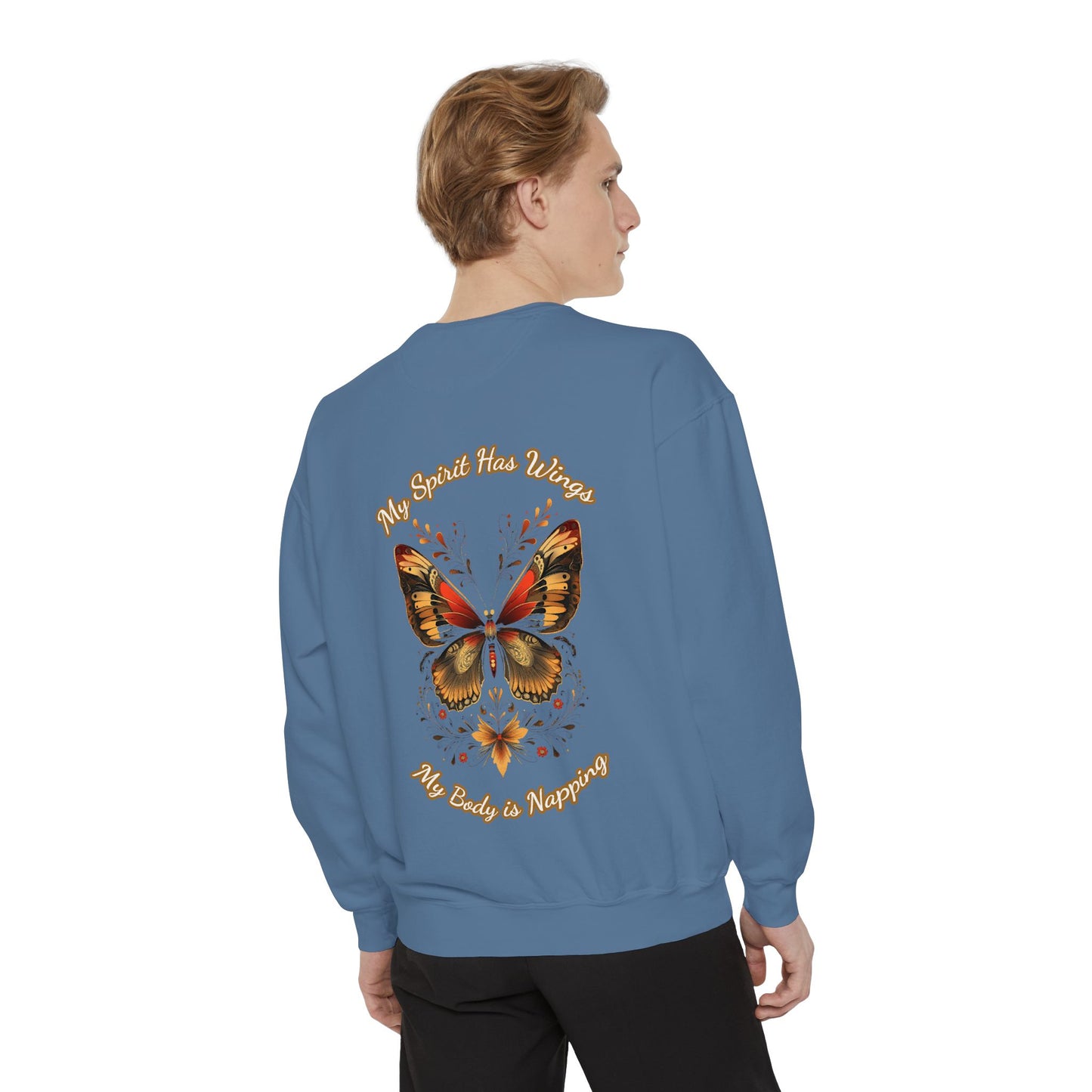 Butterfly Design Unisex Garment-Dyed Sweatshirt - Butterfly Sweatshirt