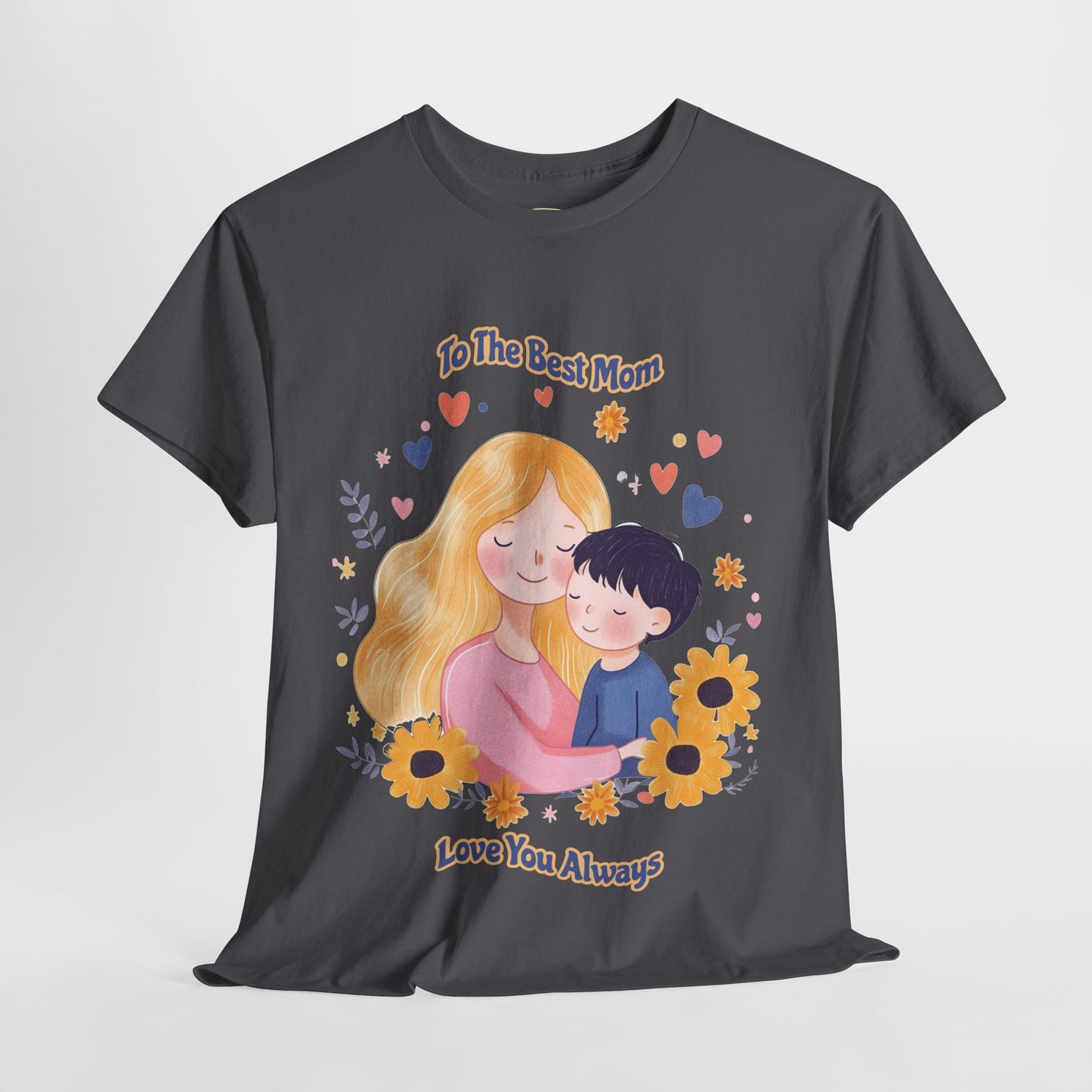 Mother & Child Love Heavy Cotton Tee - Floral Design T-Shirt - Mother's day Gift - Birthday Gift for Mom