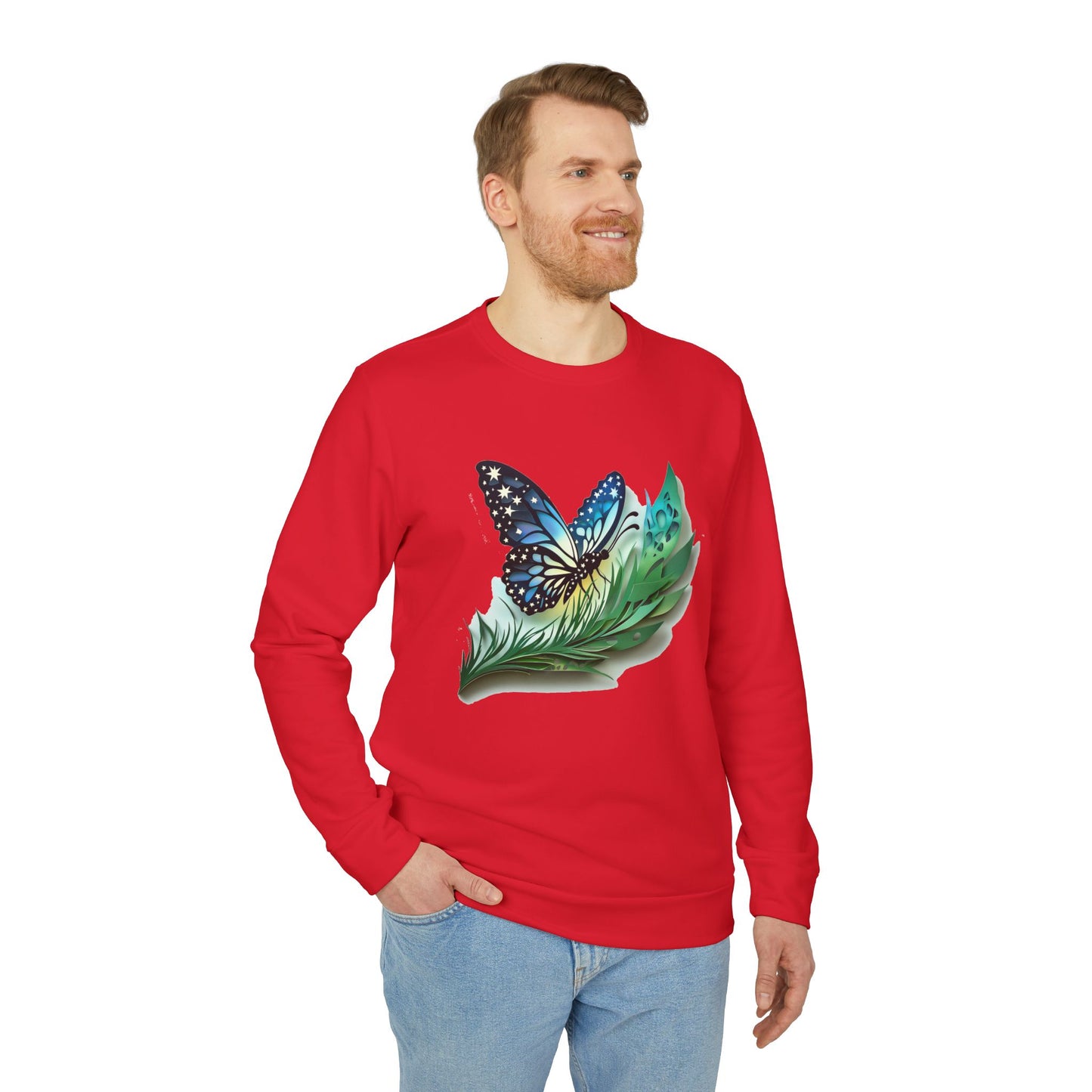 Butterfly Adidas Unisex Fleece Crewneck Sweatshirt