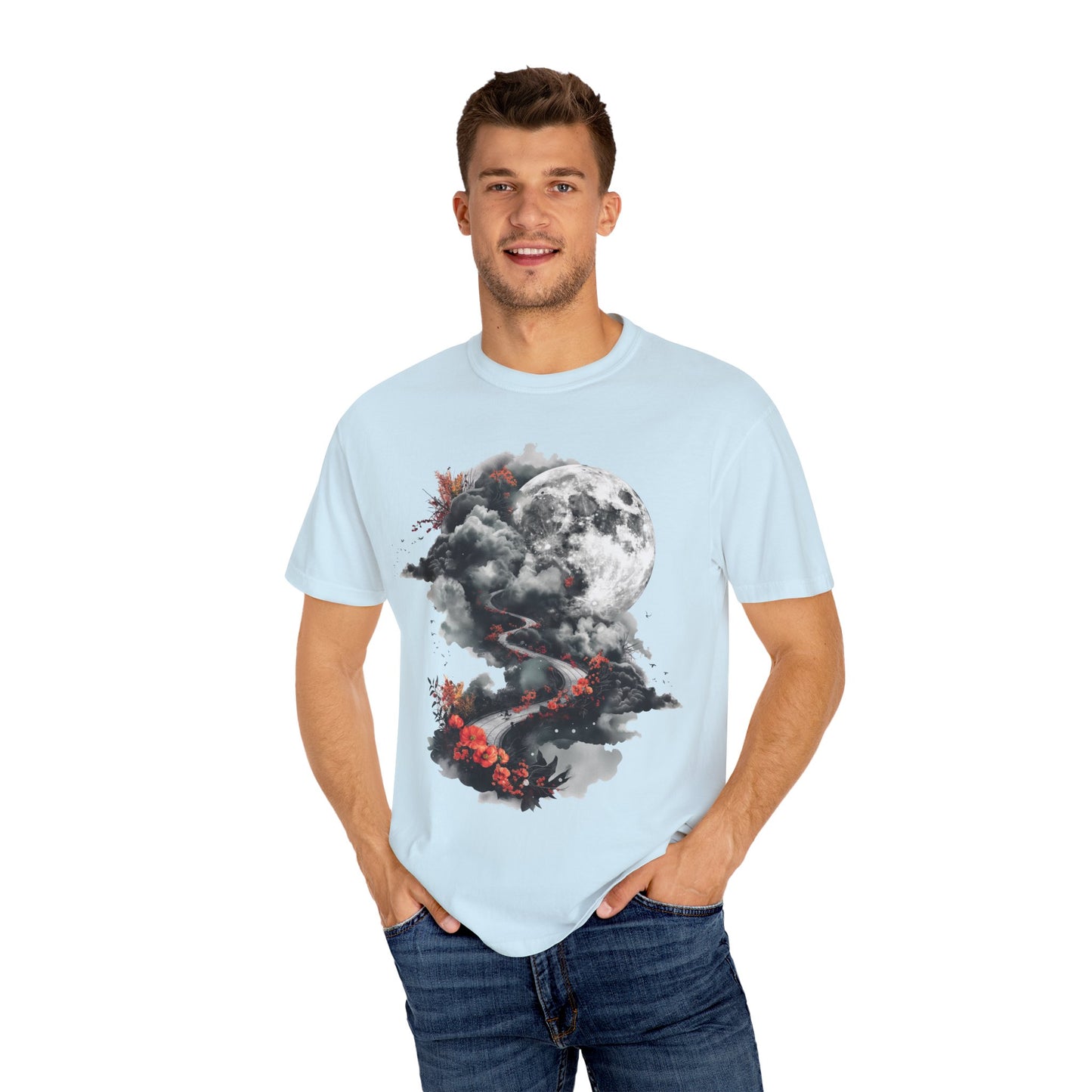 Artistic Moonlit T-Shirt - Soft Unisex Tee, Gift for Nature Lovers, Casual Wear, Boho Style, Handmade Gift