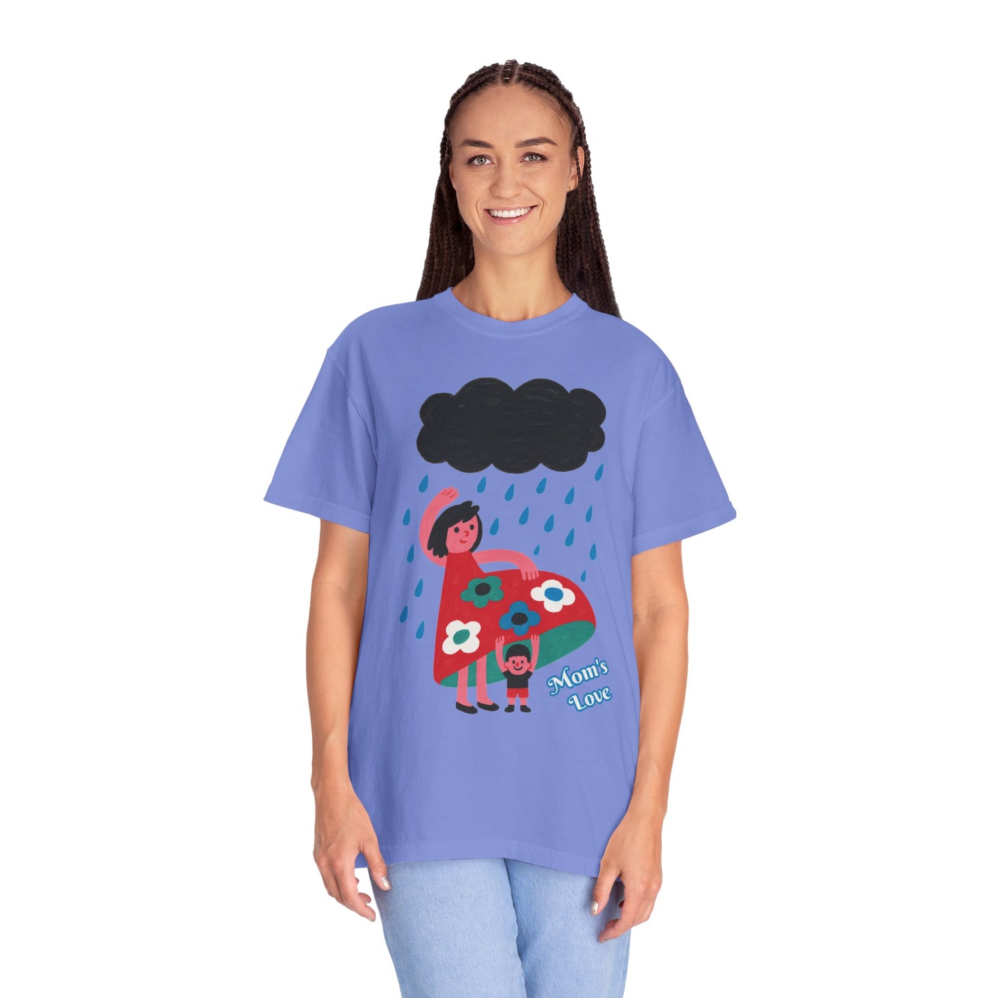 Colorful Rainy Day Unisex T-Shirt - Whimsical Design Featuring Flowers & Clouds - Mother's day Gift - Birthday Gift