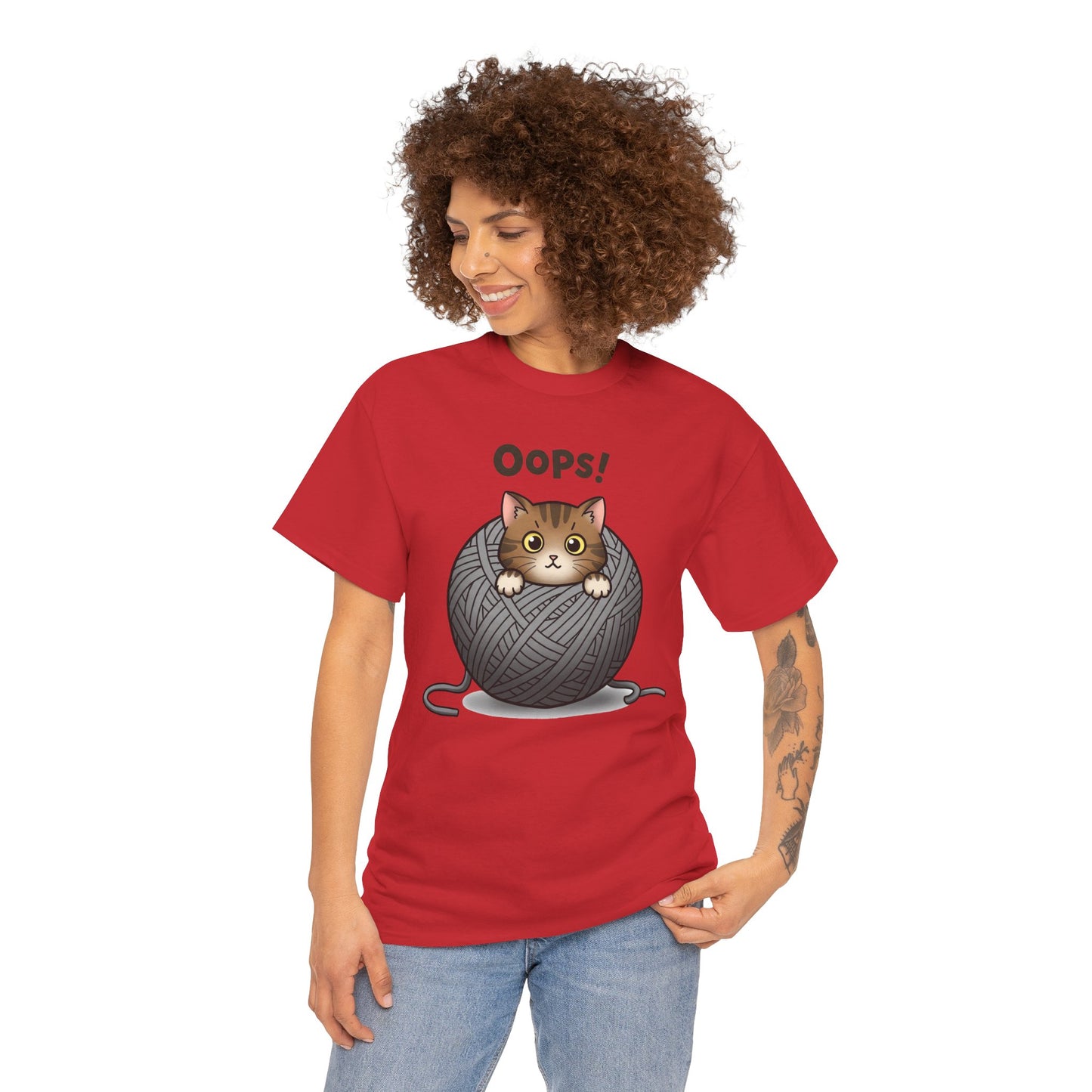 Cotton Tee with Cute Cat Design - 'Oops!' Humor for Cat Lovers
