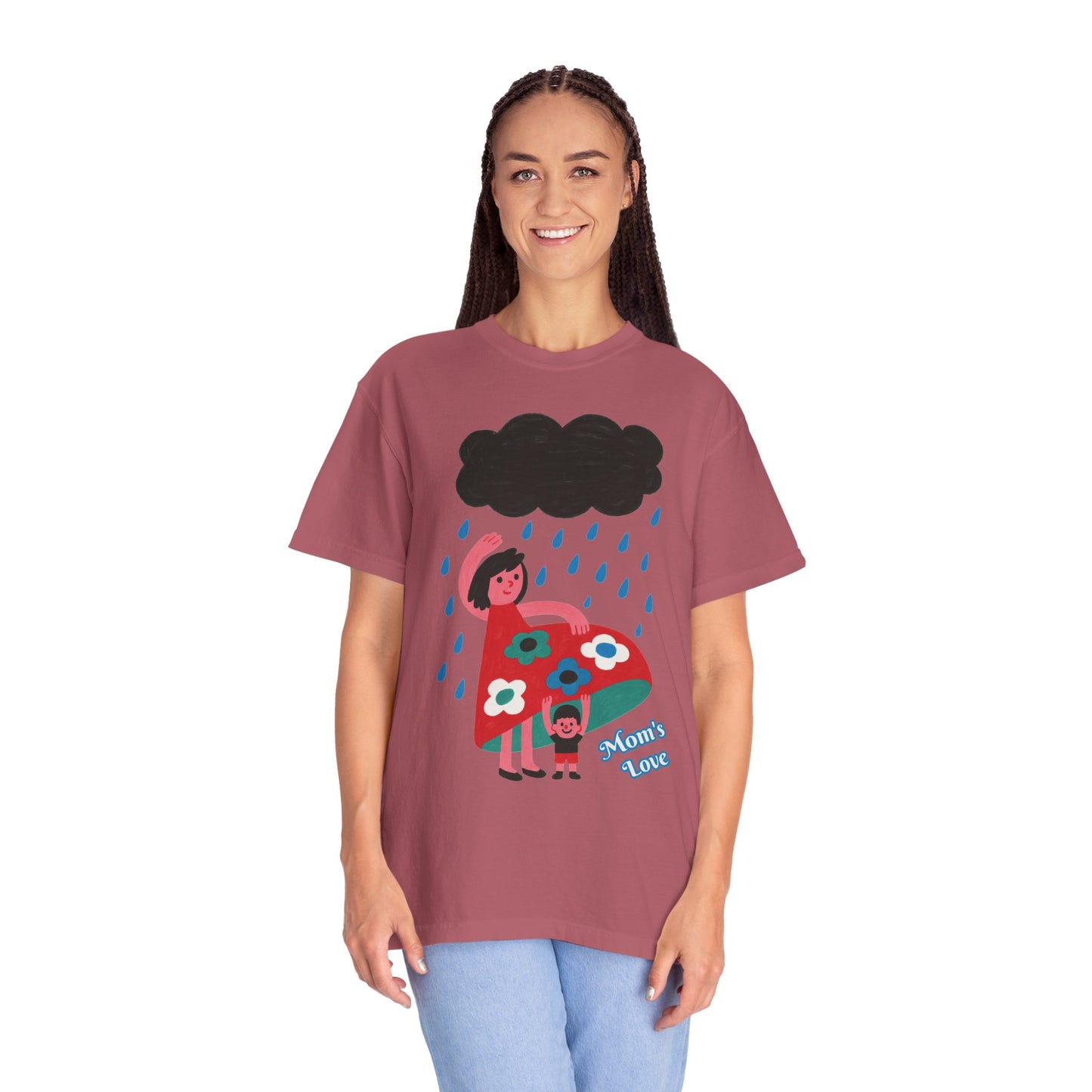 Colorful Rainy Day Unisex T-Shirt - Whimsical Design Featuring Flowers & Clouds - Mother's day Gift - Birthday Gift