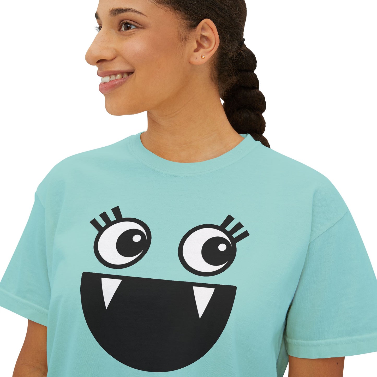 Cute Monster Women's Boxy Tee - Playful Graphic T-Shirt for Fun Style