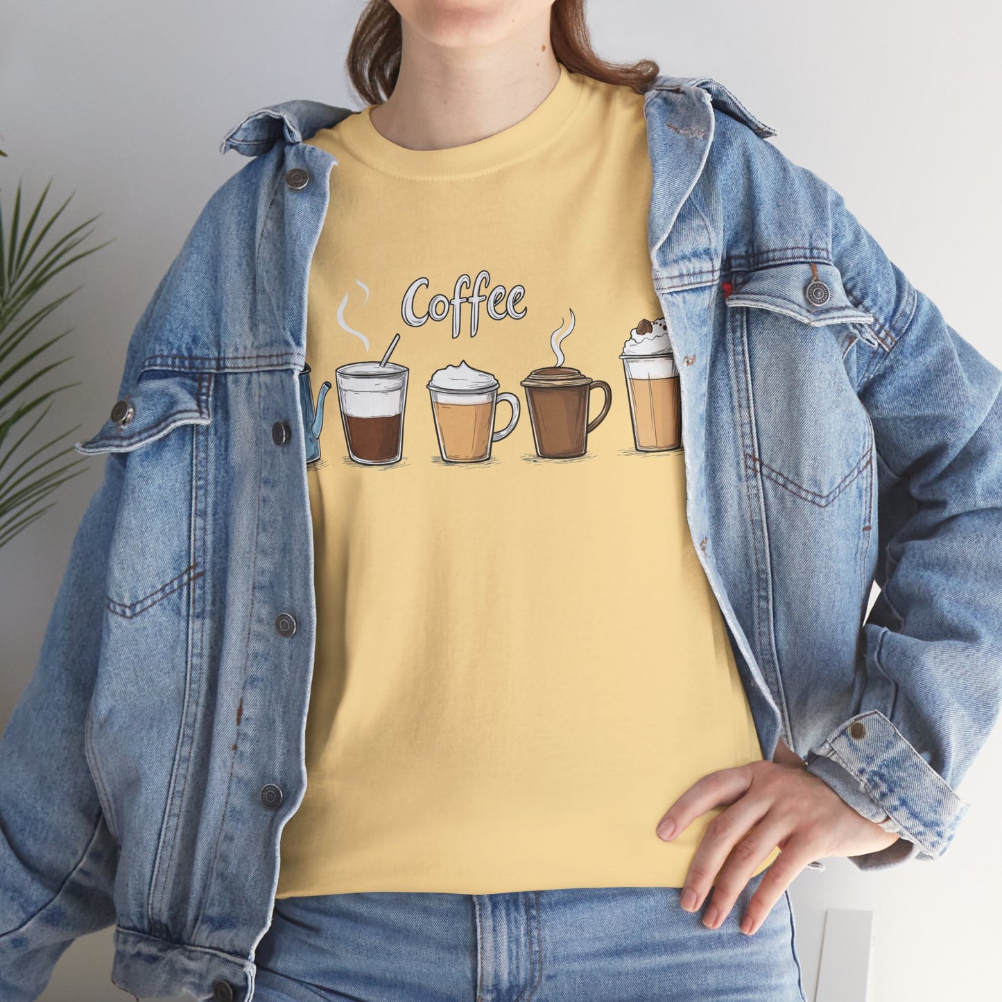 Coffee Cup Pattern Unisex Heavy Cotton Tee - Brewed Patterns Unisex Heavy Cotton Tee