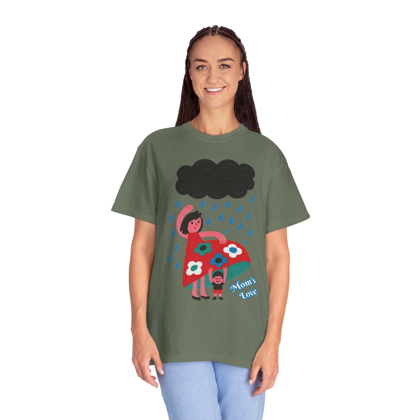 Colorful Rainy Day Unisex T-Shirt - Whimsical Design Featuring Flowers & Clouds - Mother's day Gift - Birthday Gift