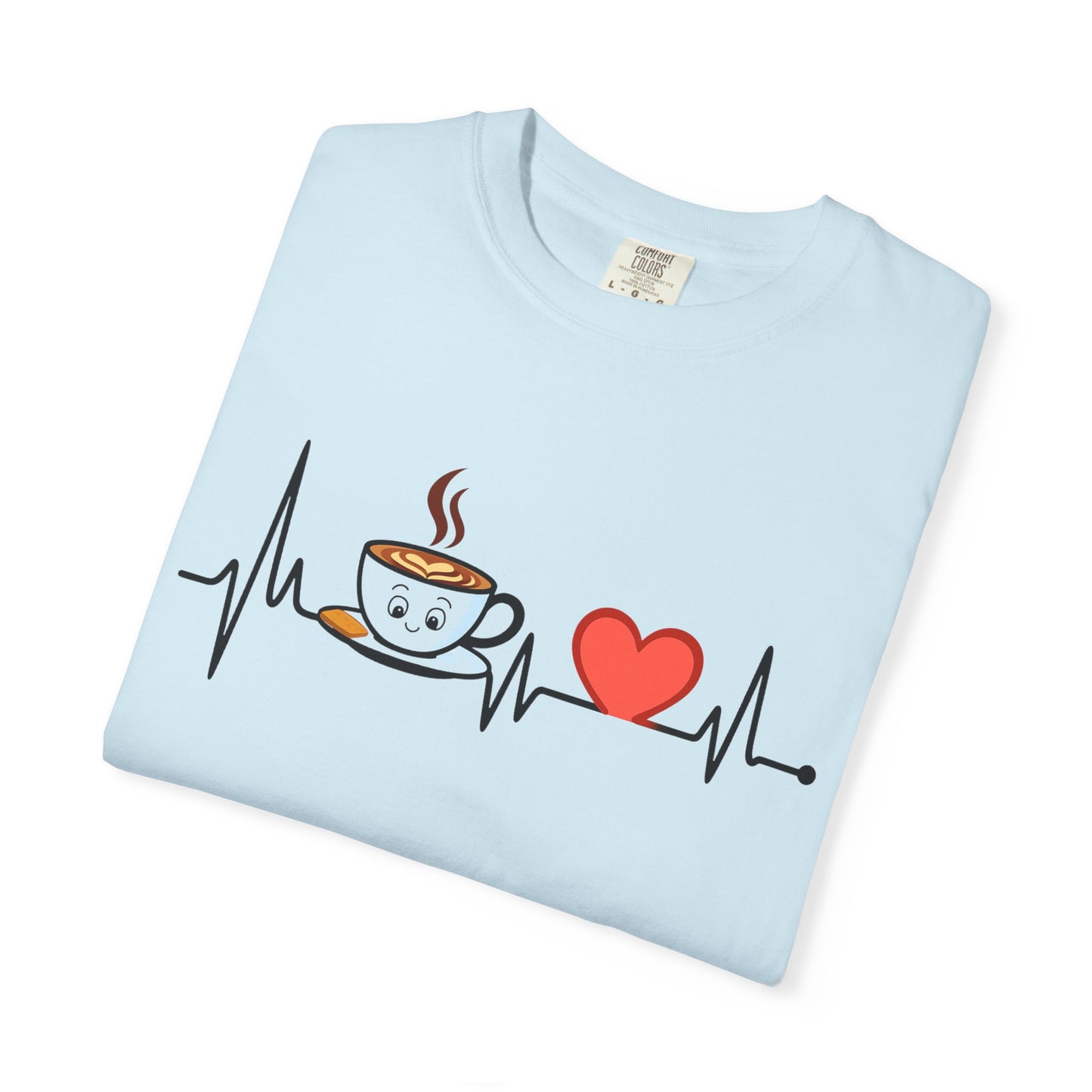 Cute Coffee Heartbeat T-Shirt, Unisex Tee for Coffee Lovers, Gift for Baristas, Casual Wear, Perfect for Birthdays and Holidays